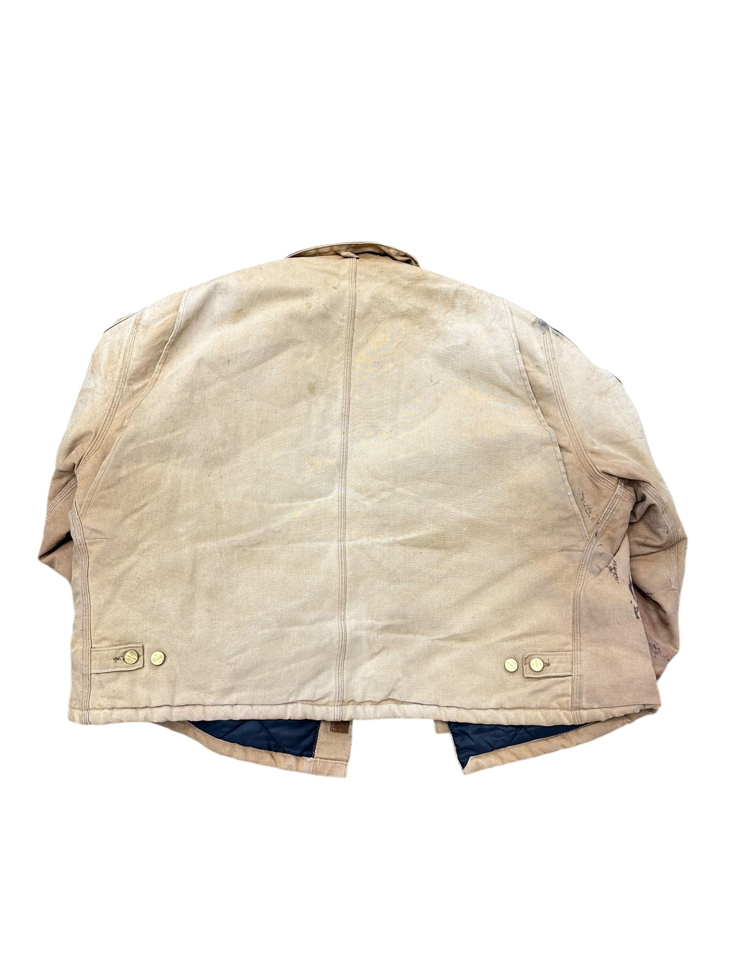 Carhartt Heavily Distressed Khaki Full Zip Corduroy Collared Full Zip Jacket Size L/XL