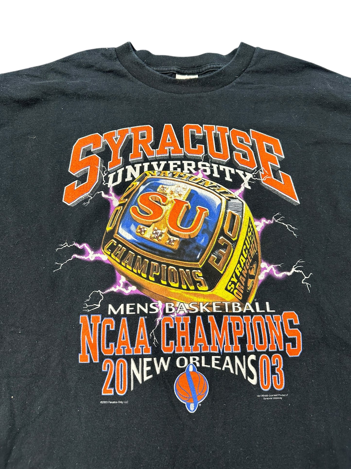 Y2K Syracuse NCAA Champions 2003 Lightning Ring Tee Size XXL