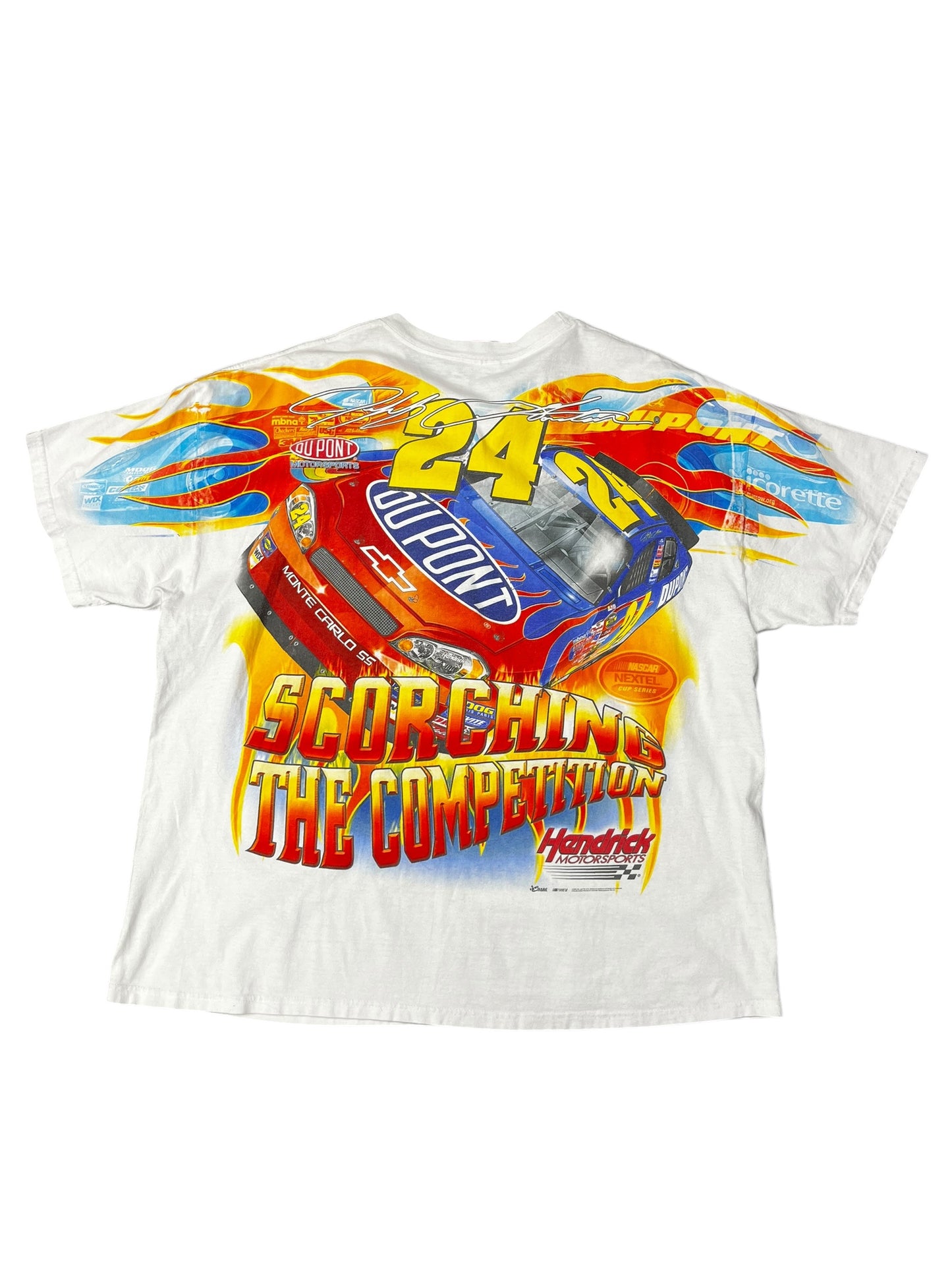 2006 Nascar Jeff Gordon DuPont Red Flame Car AOP Graphic Print Tee Size 2XL