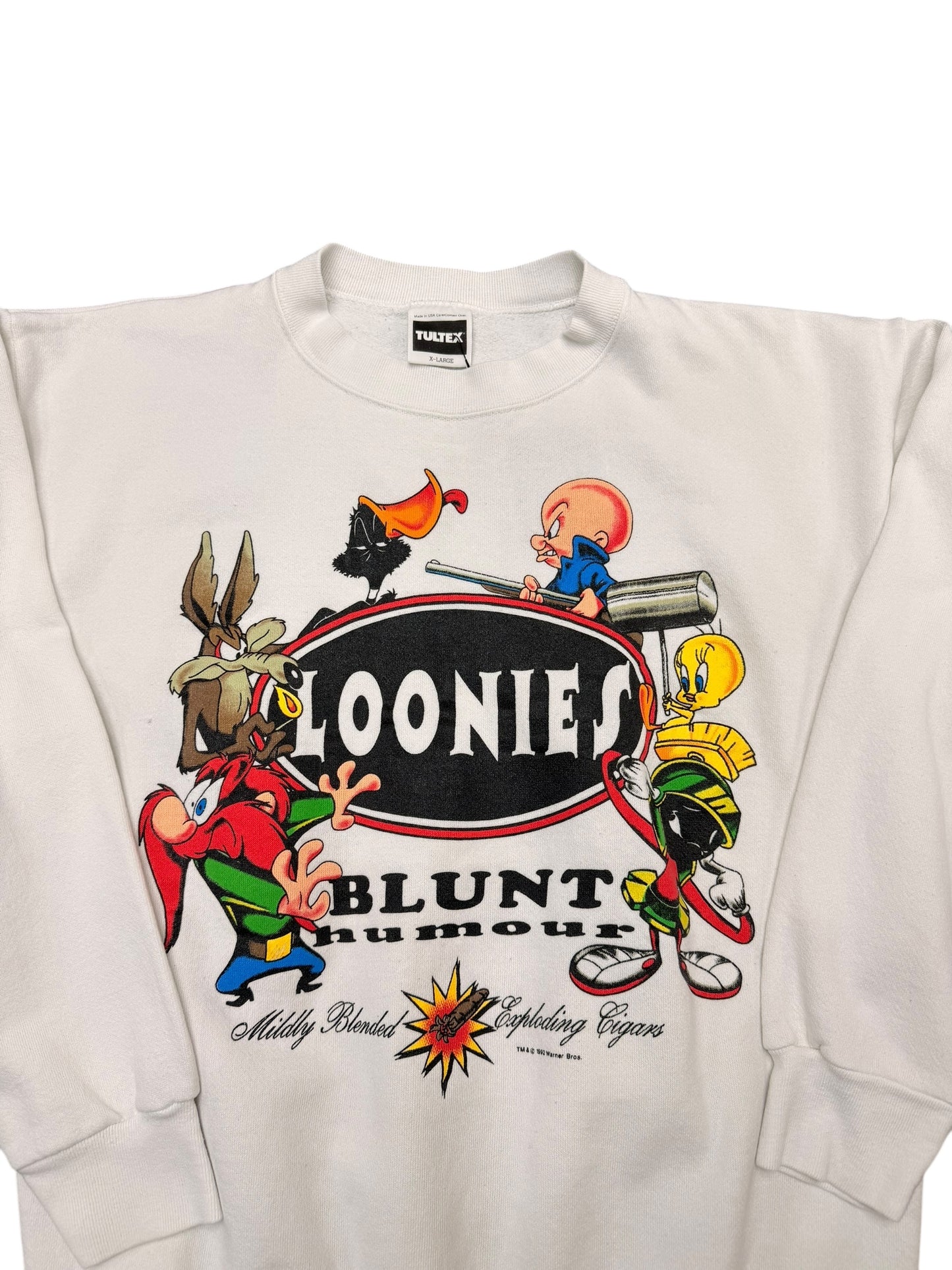 Vintage 90’s Looney Tunes Blunt Humour White Crewneck size XL