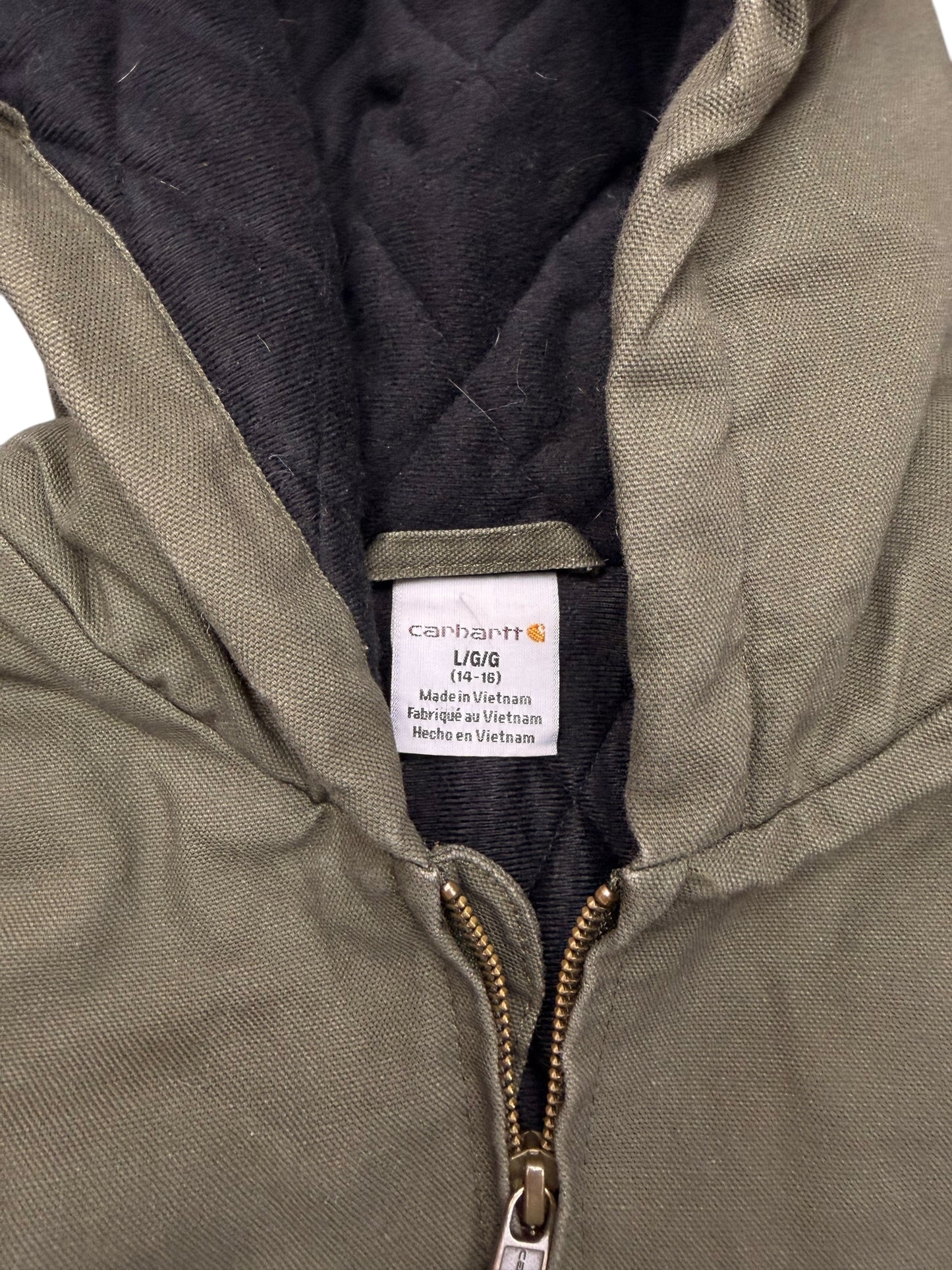 Carhartt Olive Green Hooded Insulated Work Jacket Size Small