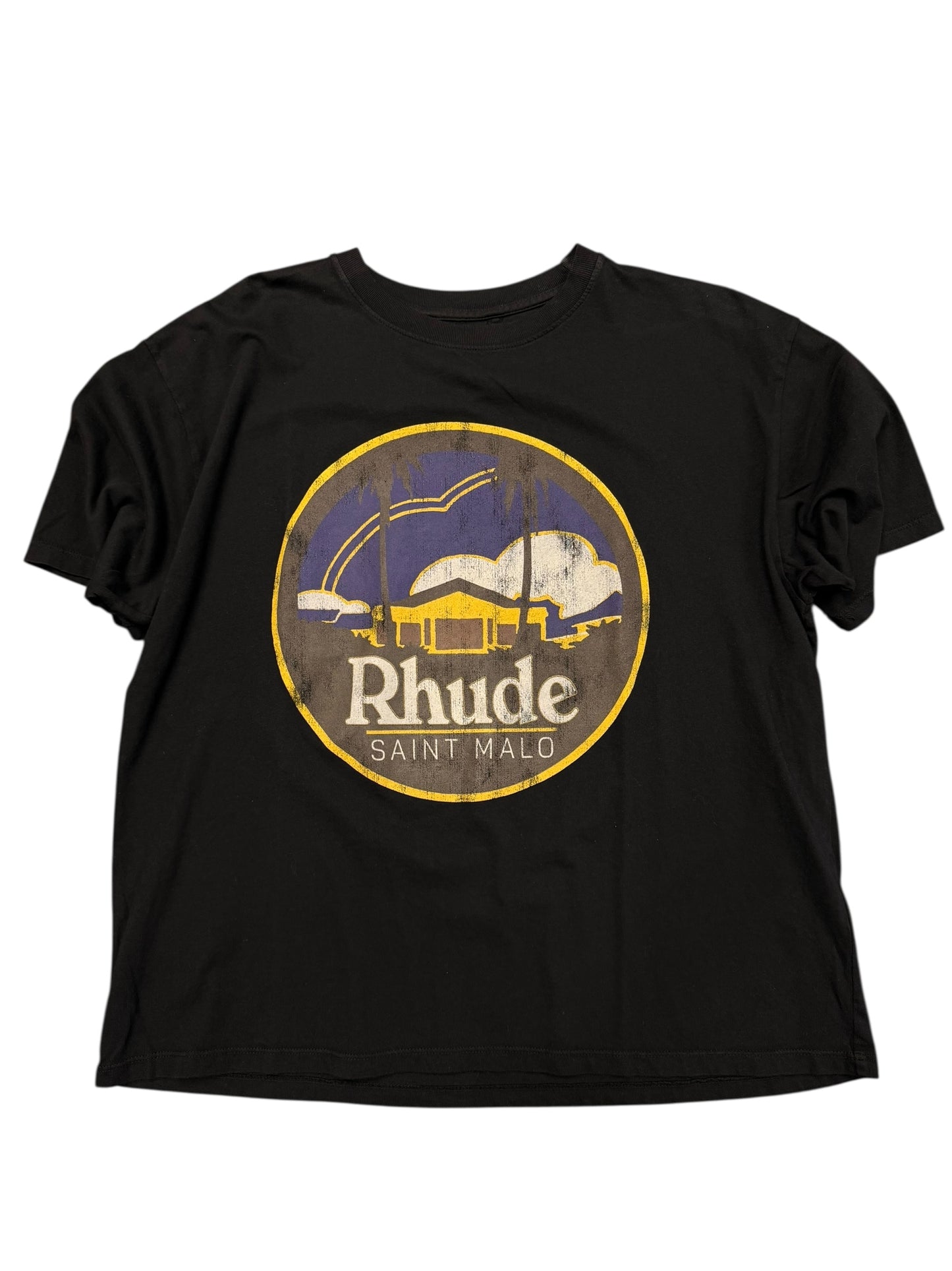 Rhude Saint Malo Black Tee Size Medium