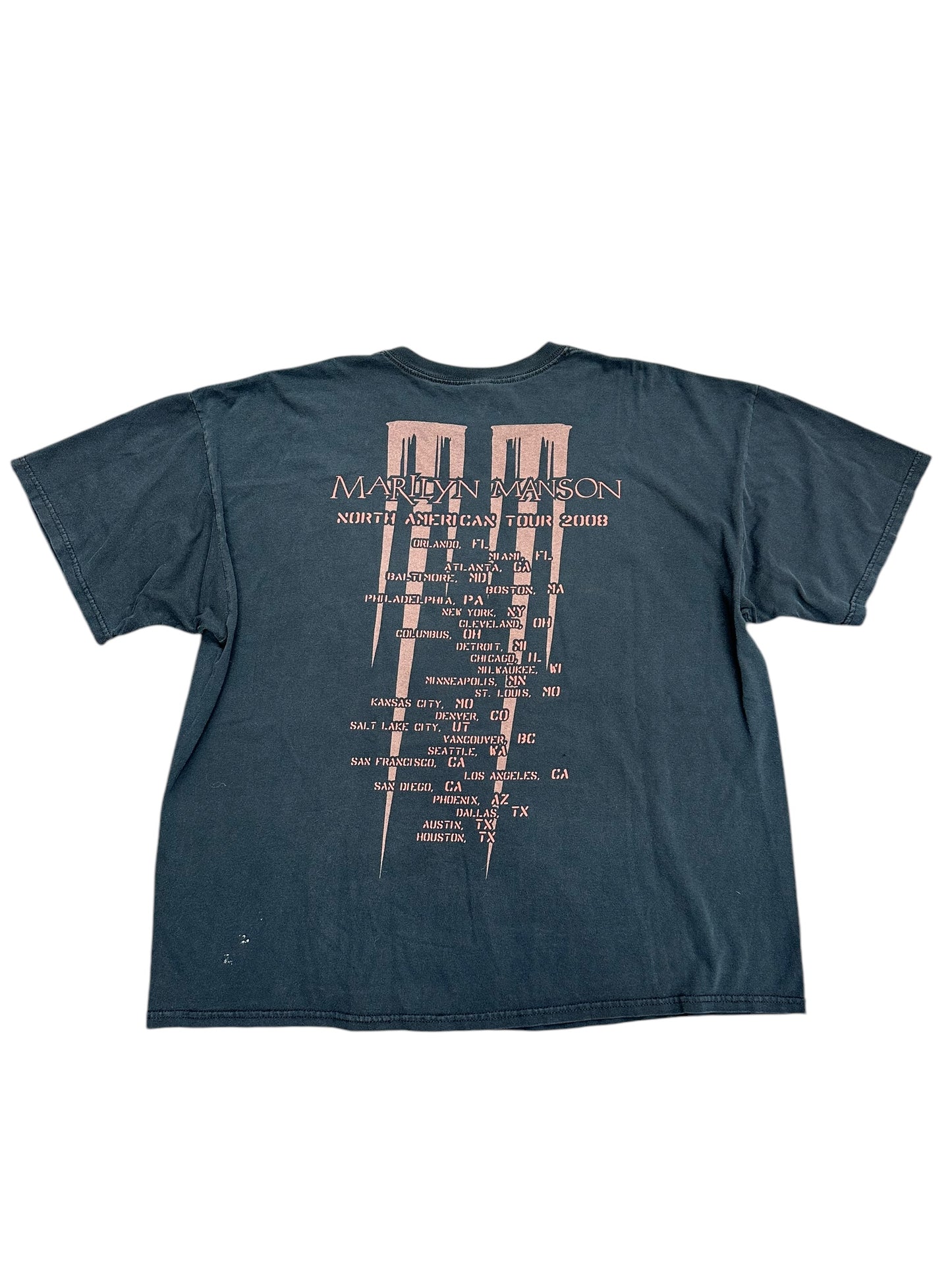 Y2K Marylin Manson 2008 Thrashed Tour Tee Size XXL