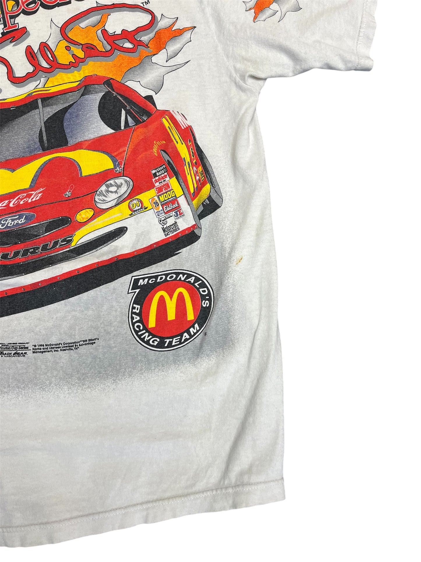 Vintage 1998 Nascar Logo Athletic Bill Elliott McDonalds Car Tear Through Size L