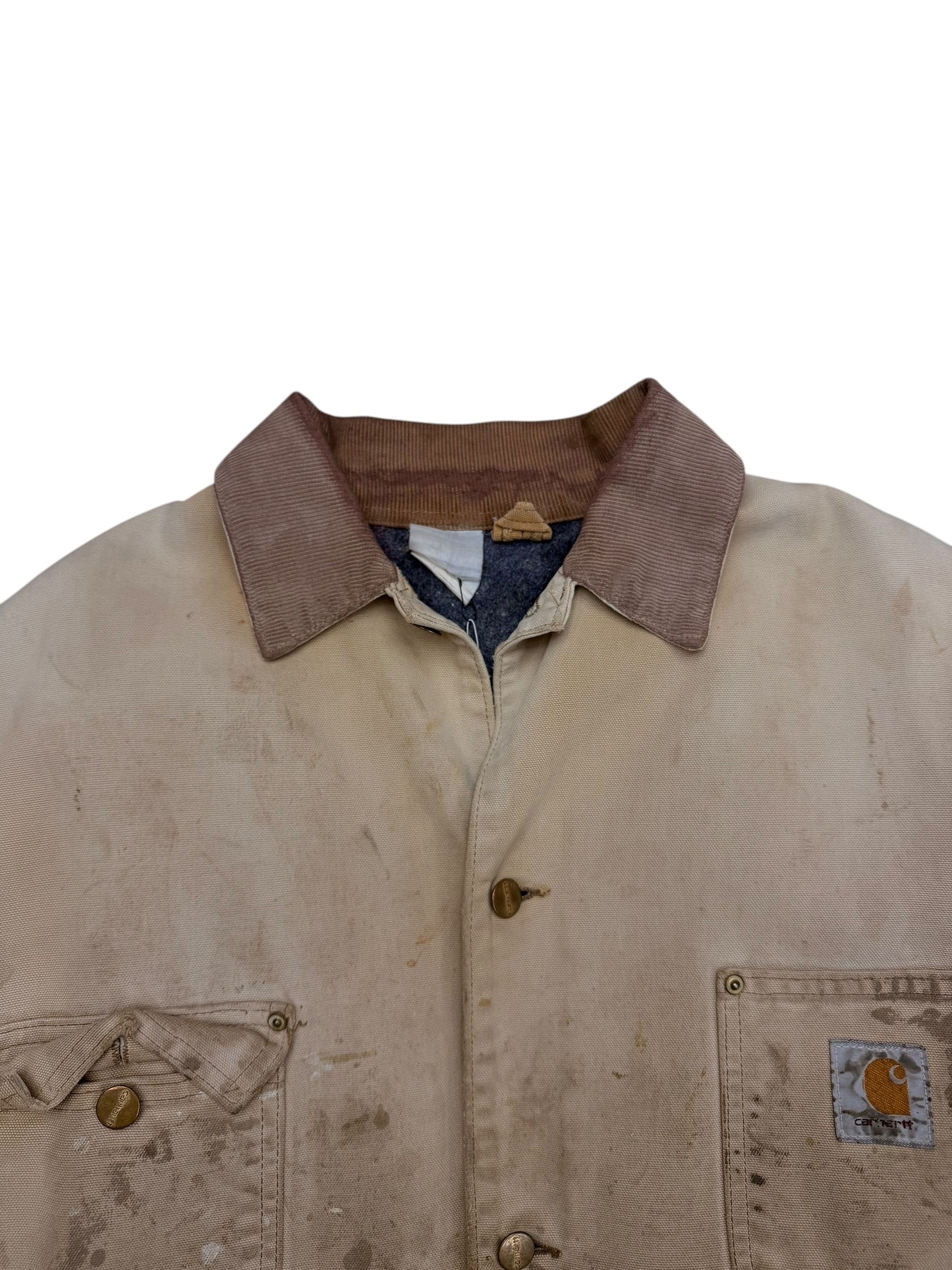 Carhartt Distressed Double Pocket Button Down Canvas Jacket Size L/XL