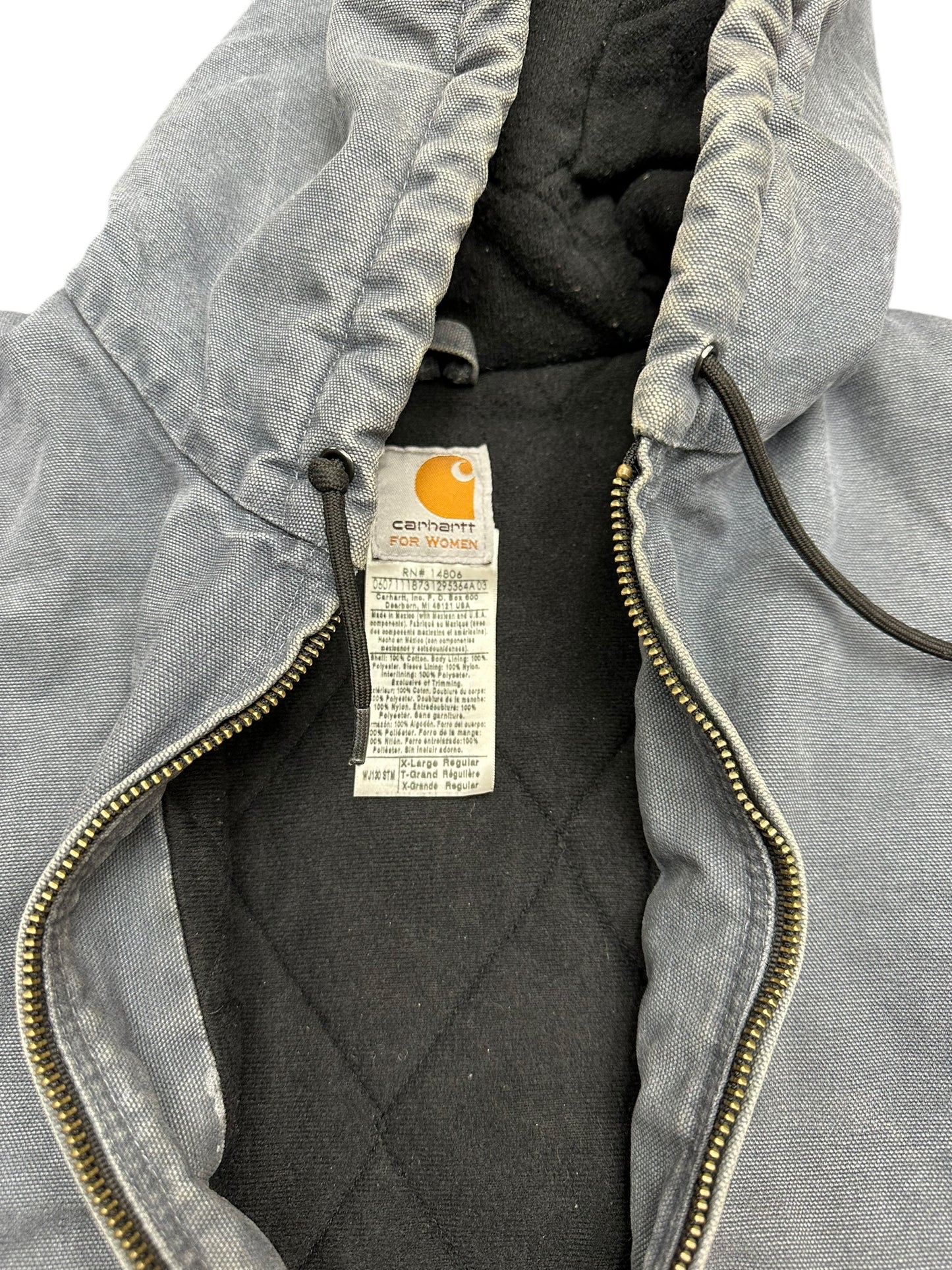 Carhartt Faded Coal Colored Canvas Work Wear Hoodie Size W-XL M-ML