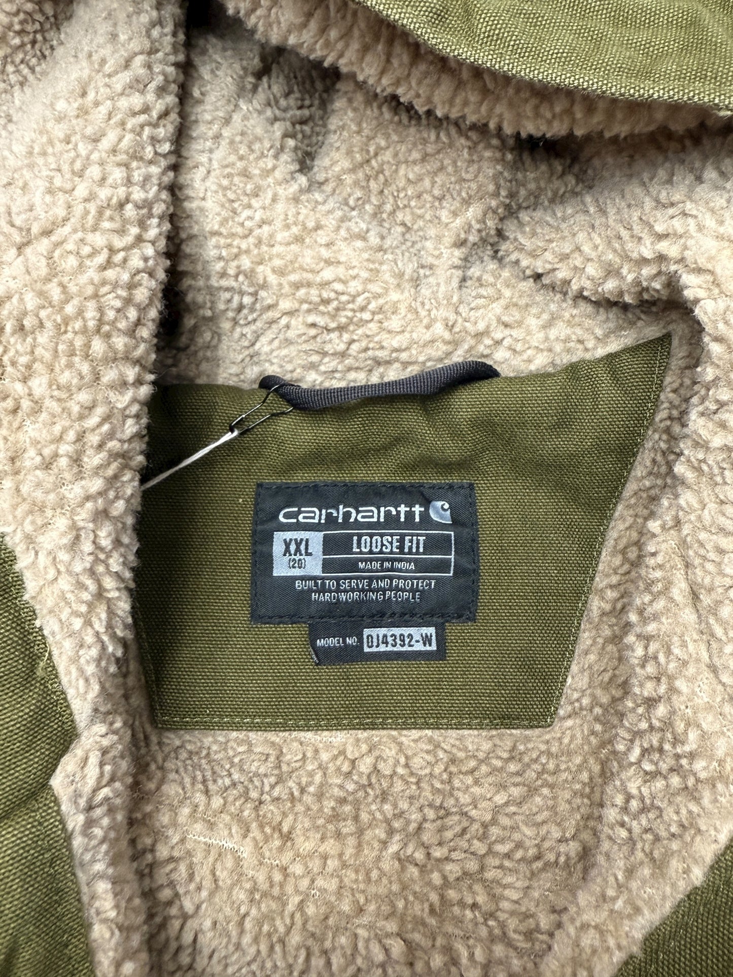 Retro Carhartt Light Green Fleece Lined Hooded Canvas Jacket Size XXL