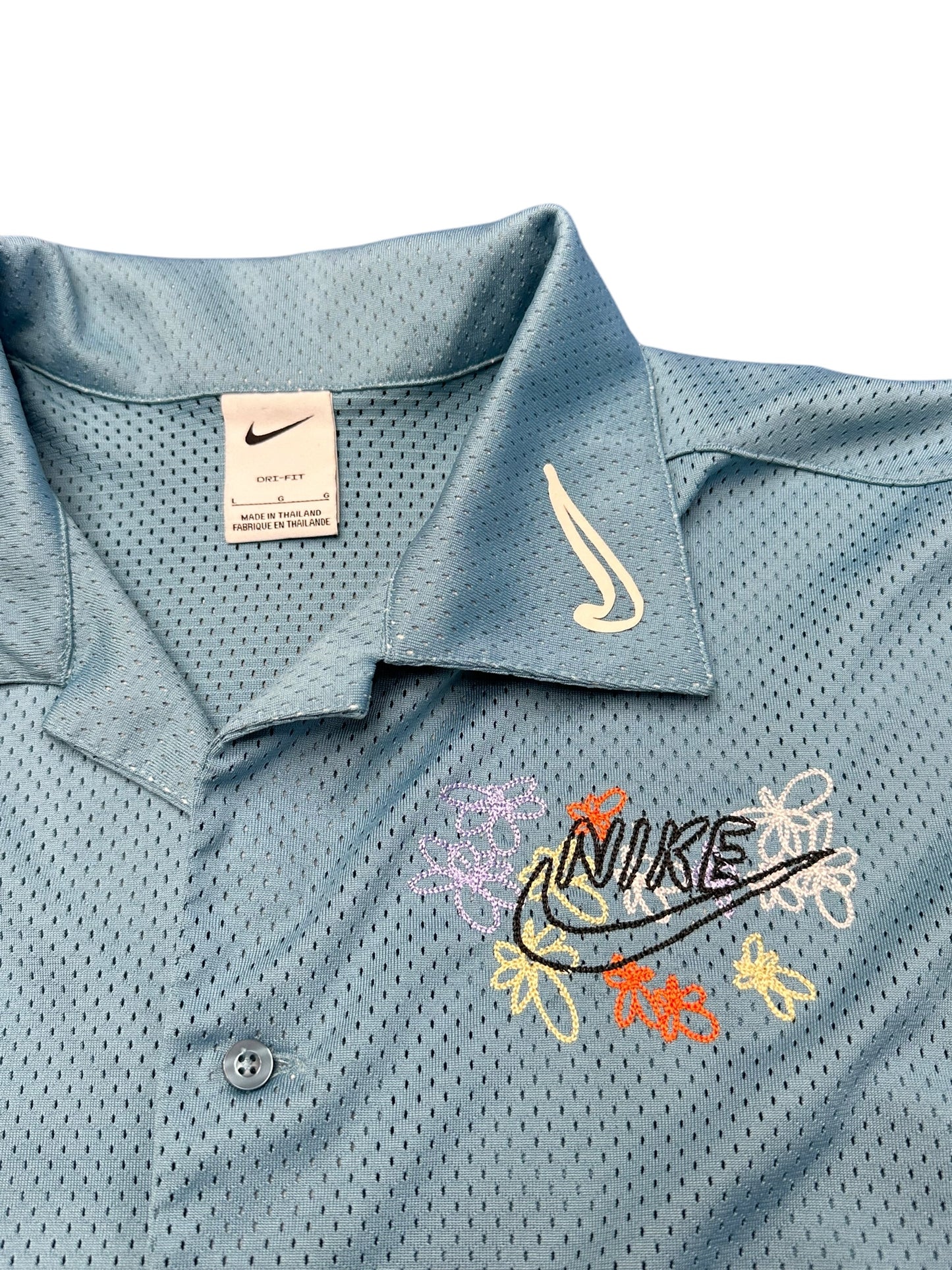 Nike Resort Blue Button Up My Nike Friends Shirt Size L