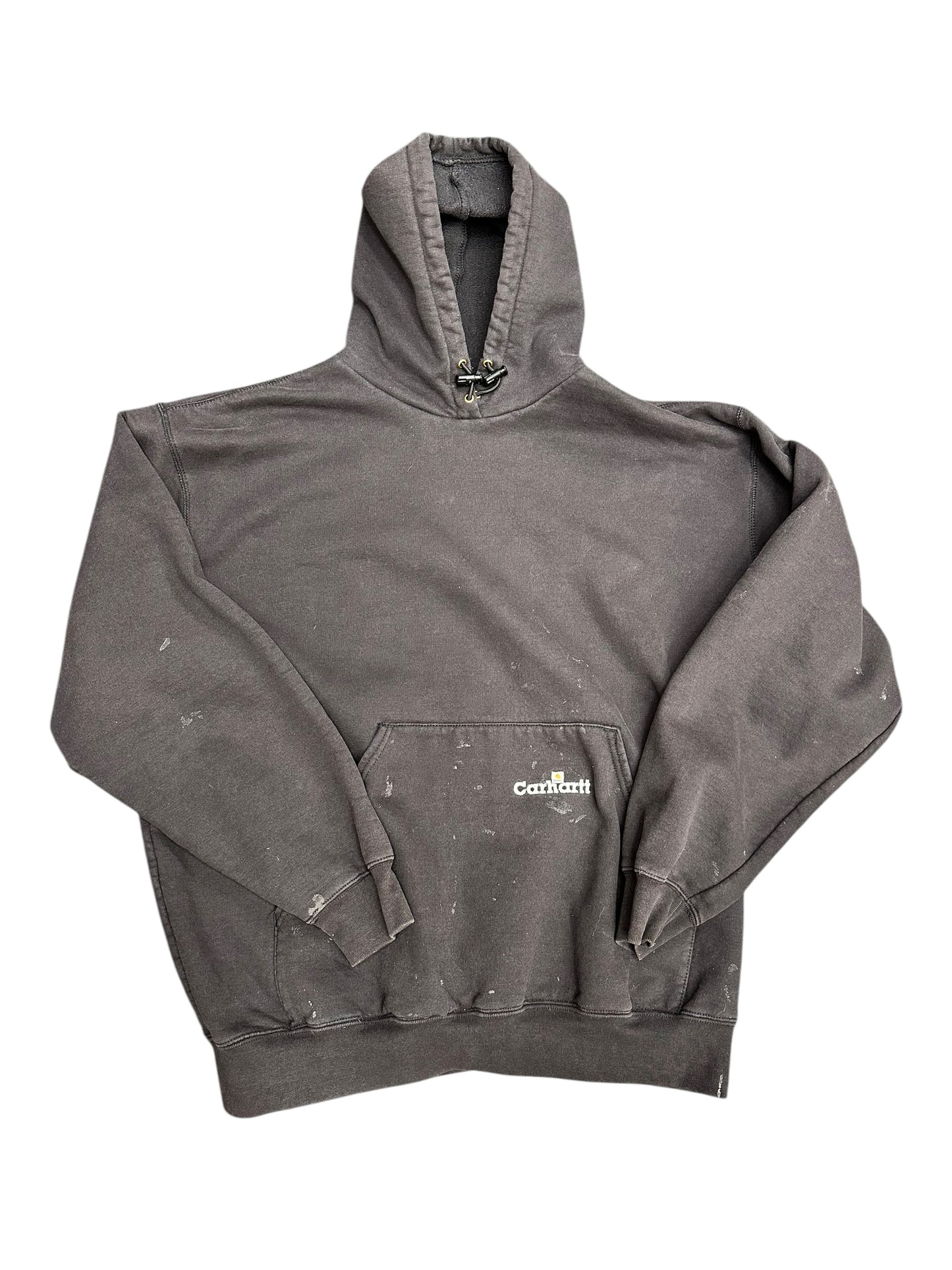 Carhartt Charcoal Distressed Embroidered Pullover Pull String Hoodie Sweatshirt Size XXL