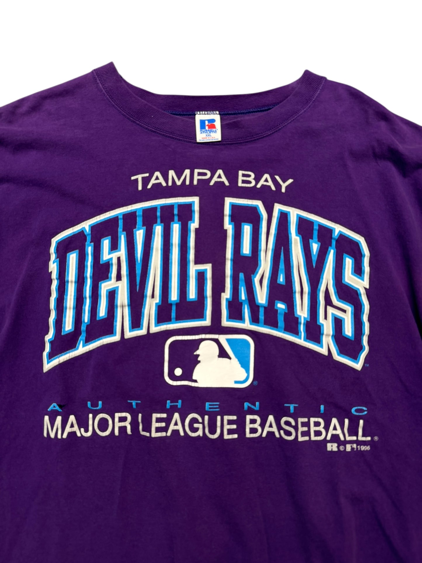 Vintage Tampa Devil Rays Russell Distressed Tee Size XXL