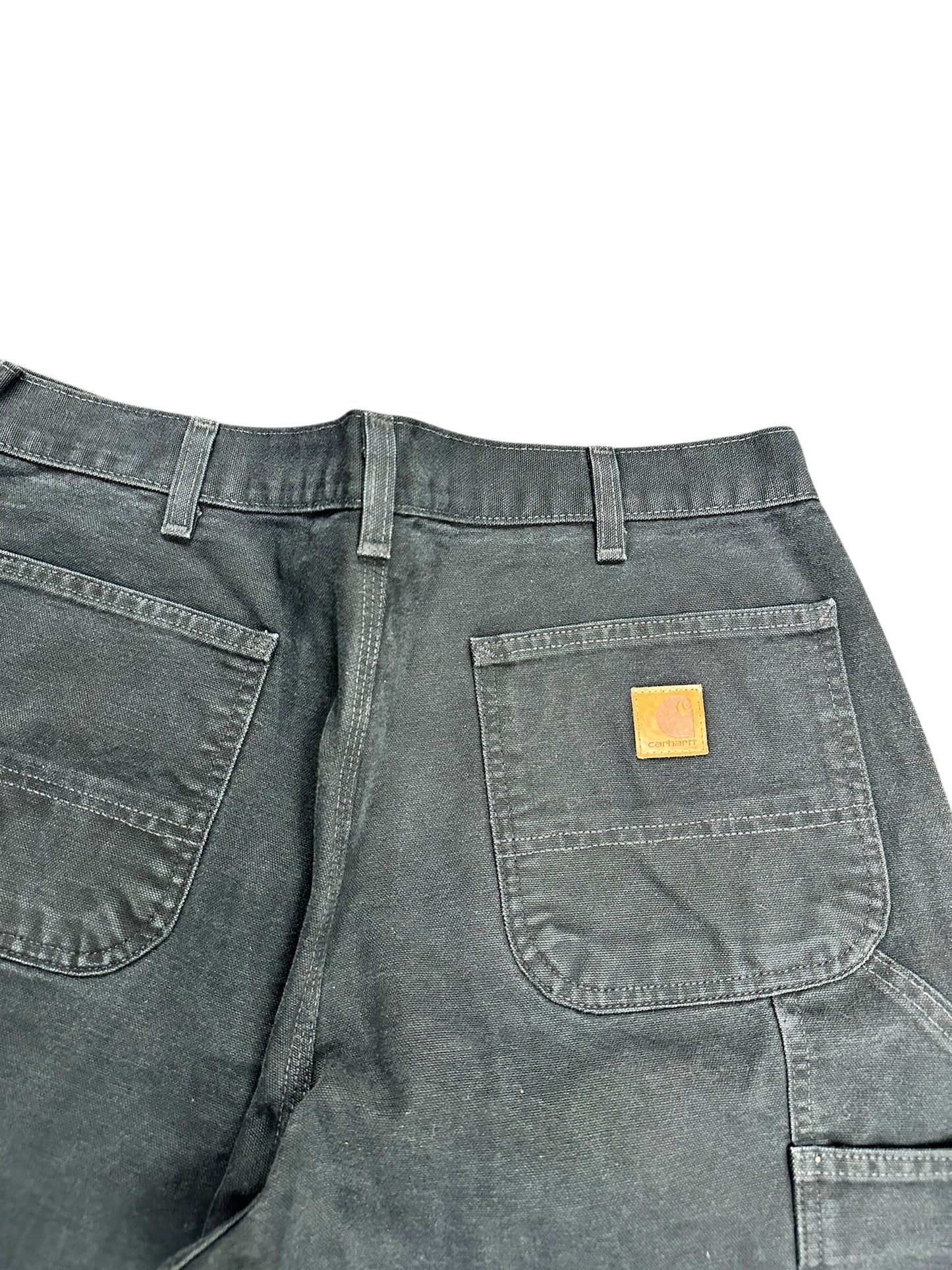 Carhartt Black Canvas Distress Bleach Baggy Pants Size 36 x 34