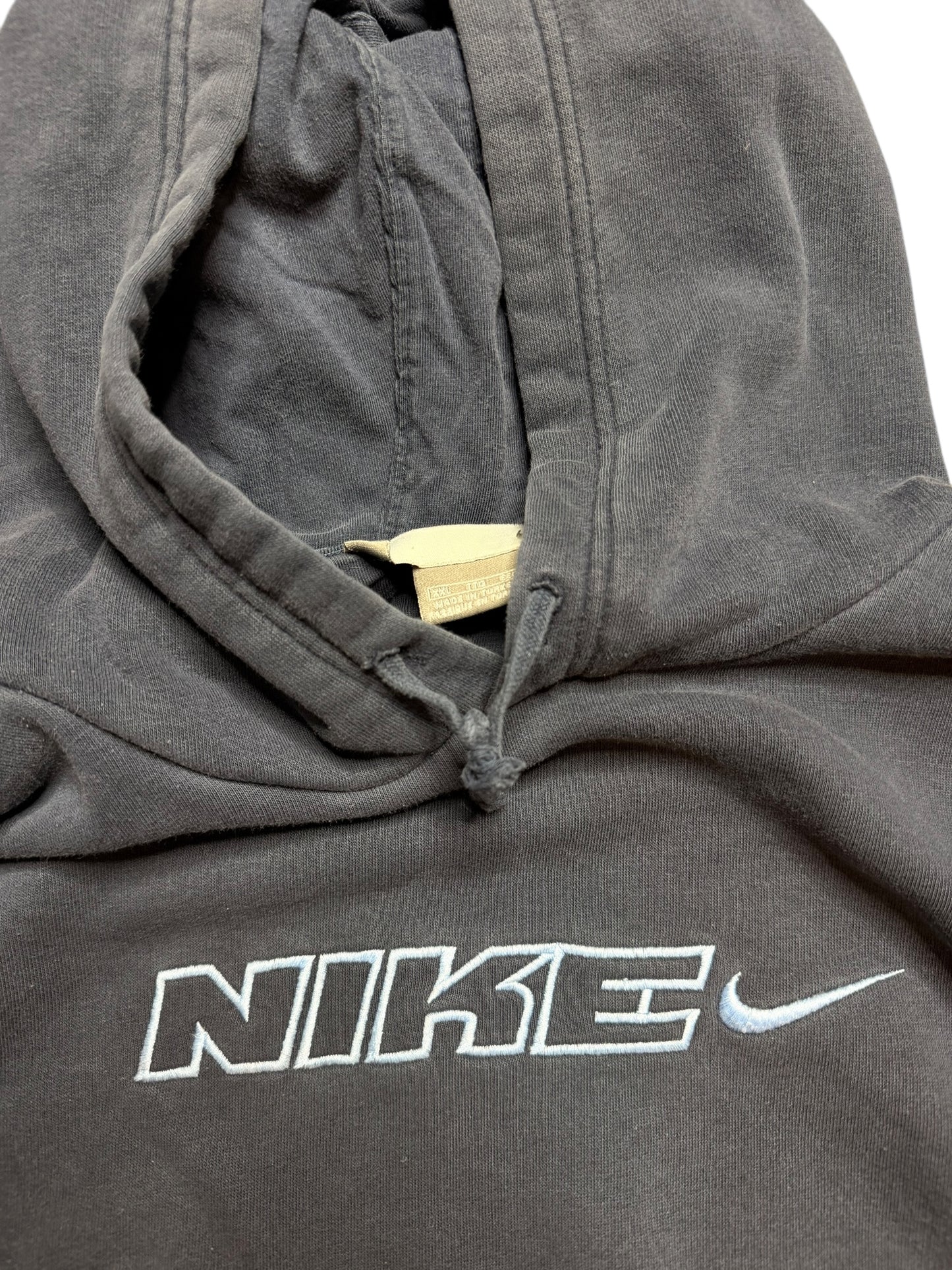Y2K Nike Embroidered Spellout Navy Hoodie Size XXL