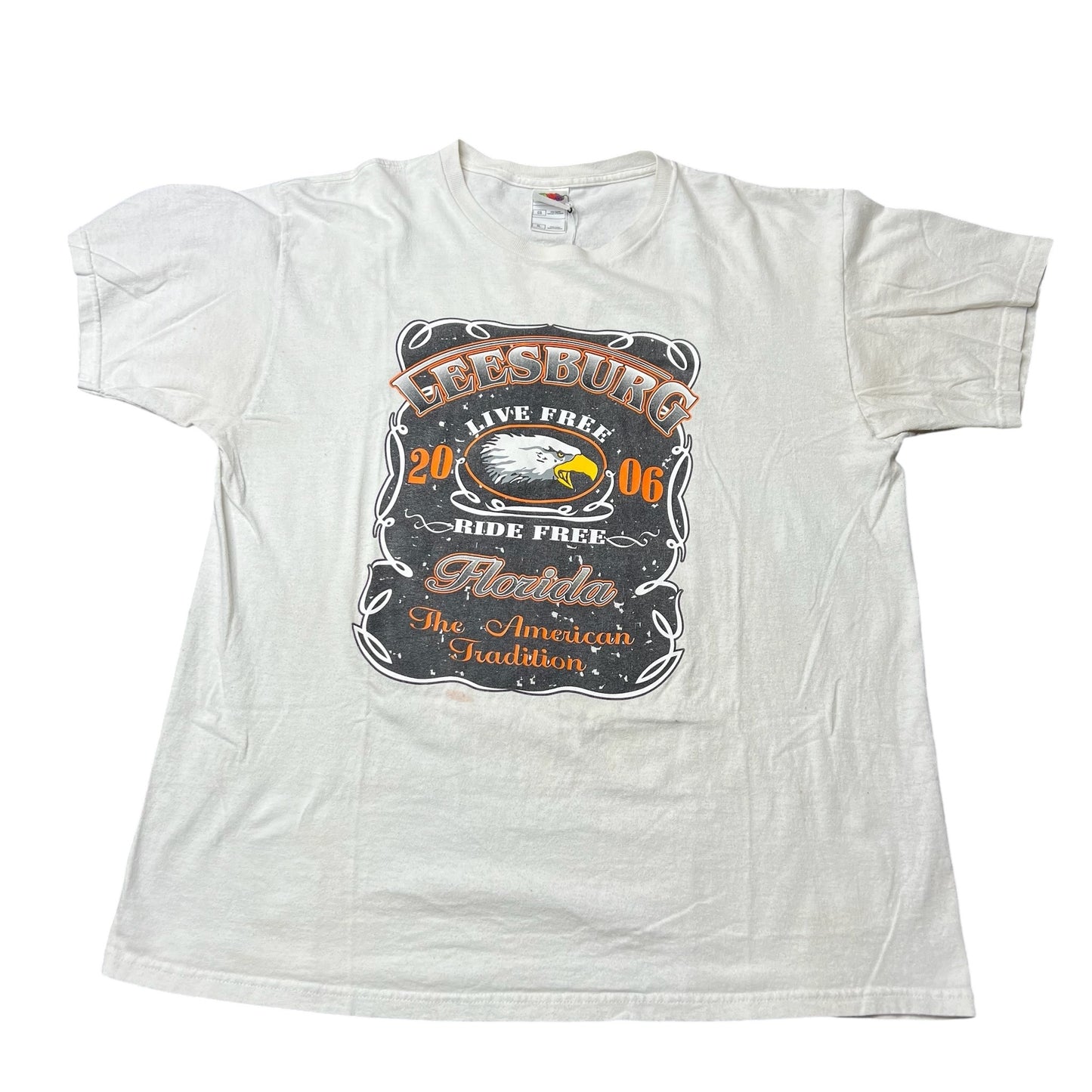 Y2K 2006 Leesburg Florida 'live free ride free' eagle graphic Tee Size XL