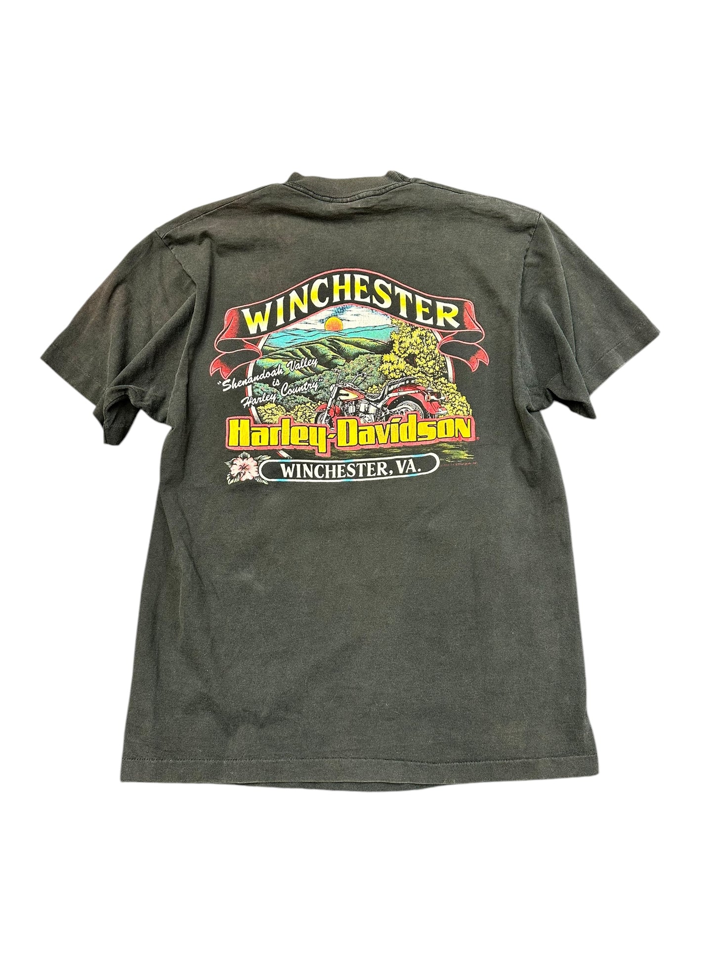 Vintage 1988 Harley Davidson Winchester VA DISTRESSED Pocket Tee Size L