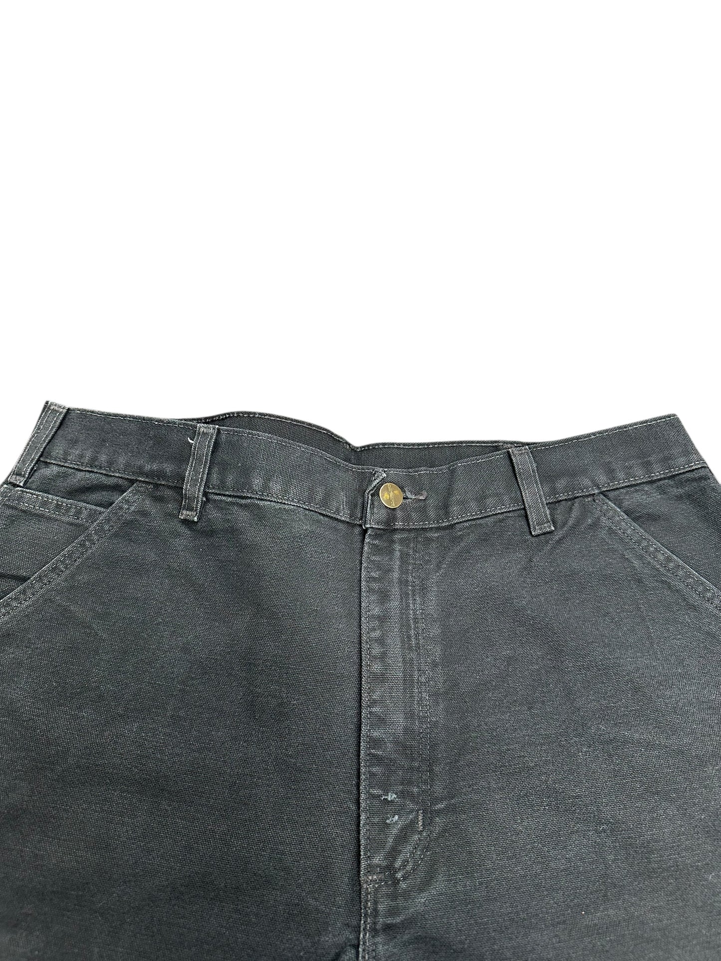 Carhartt Black Canvas Distress Bleach Baggy Pants Size 36 x 34