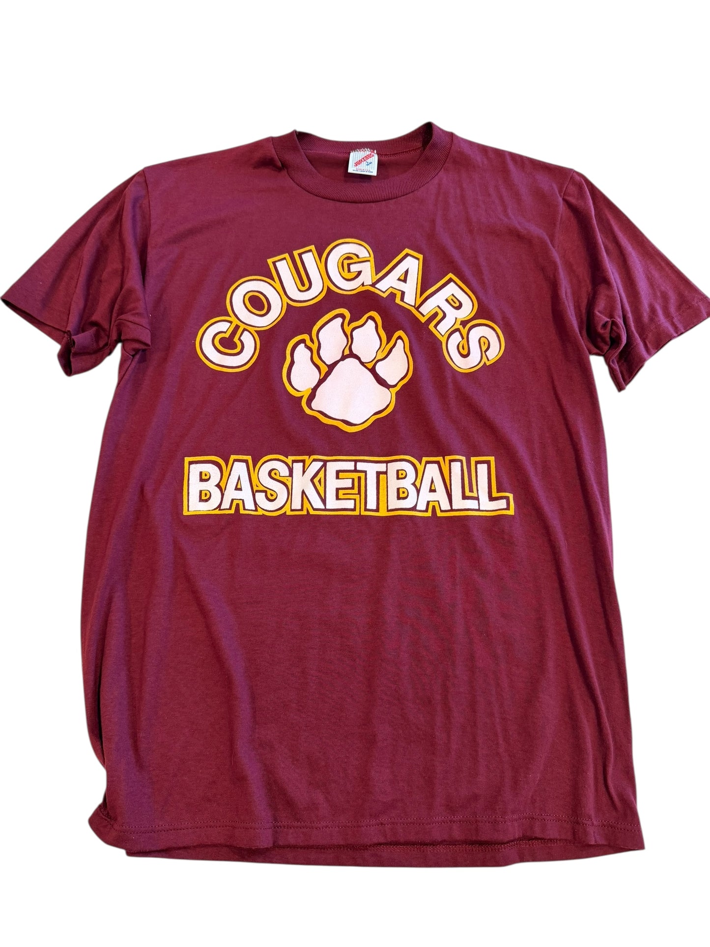 Vintage True Vintage Cougars Basketball Maroon Tee Size Large