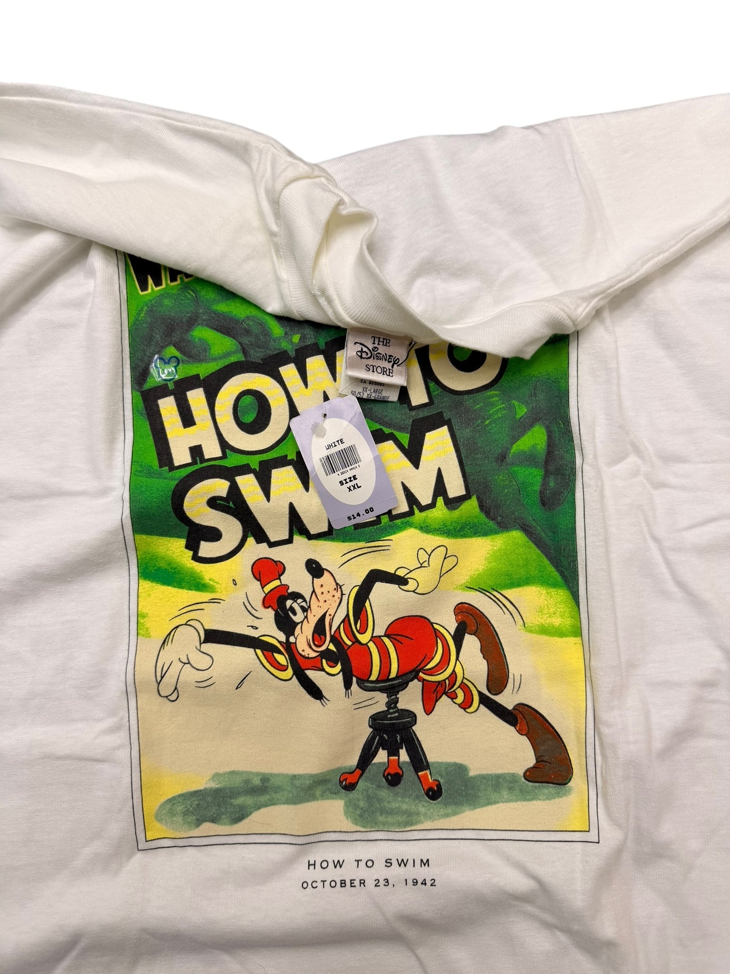 Vintage 90’s Disney Goofy How to Swim White Graphic Tee size XXL