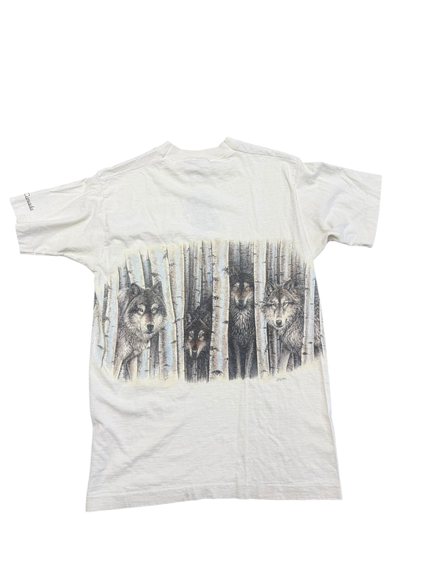 Vintage Wolves Nature Wrap Around Tee Size M