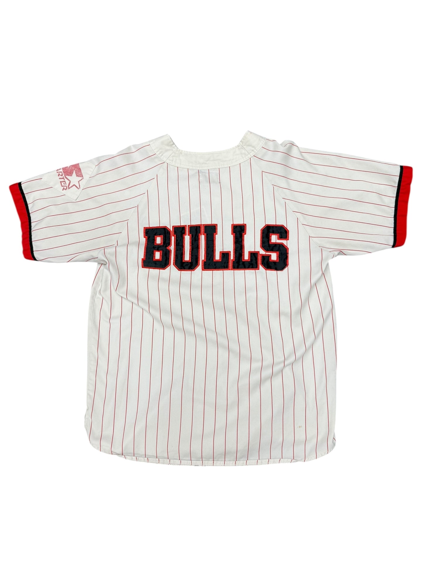 Vintage Chicago Bulls Starter Embroidered Pinstripe Button Up Jersey Size L