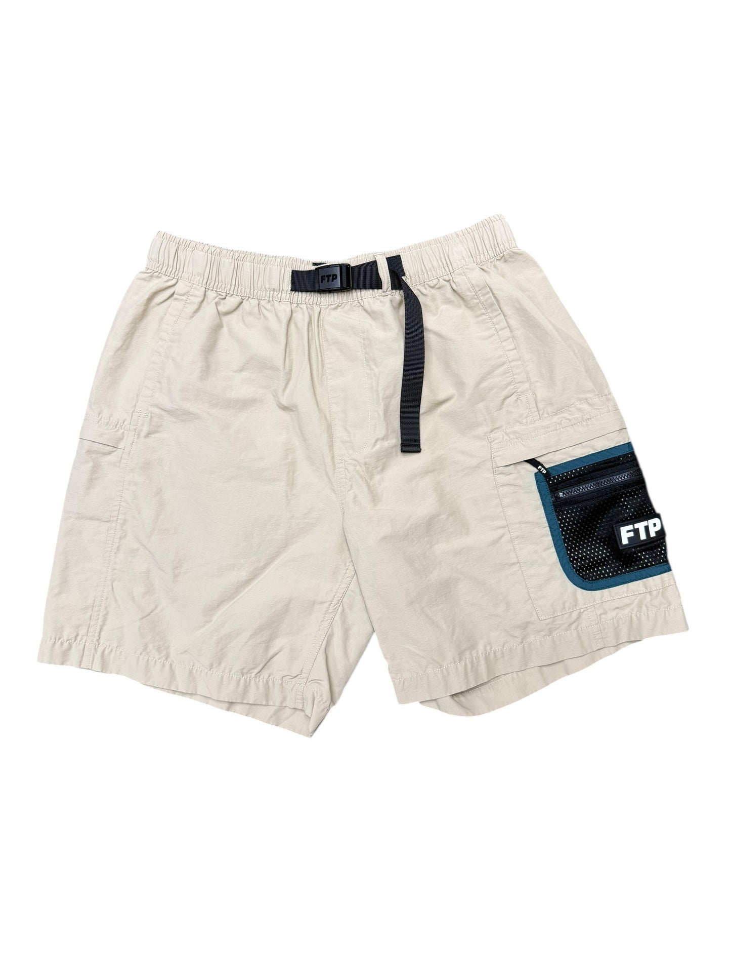 FTP Beige Mesh Pocket Track Shorts Size S