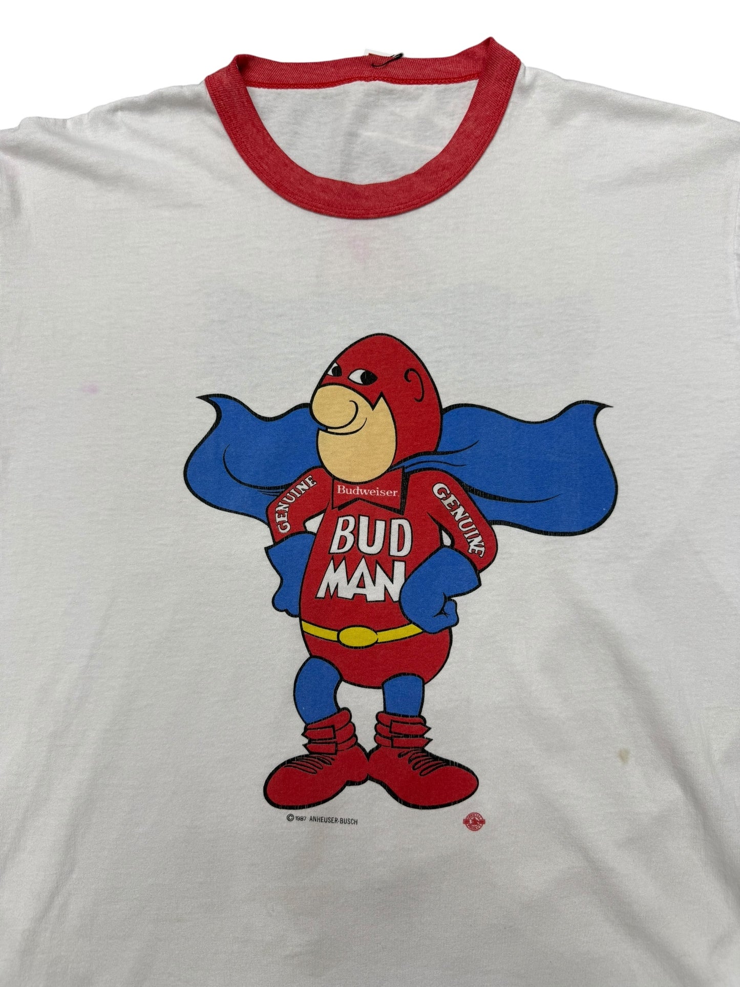 1987 Budweiser 'Bud Man' Ringer Tee Size XL