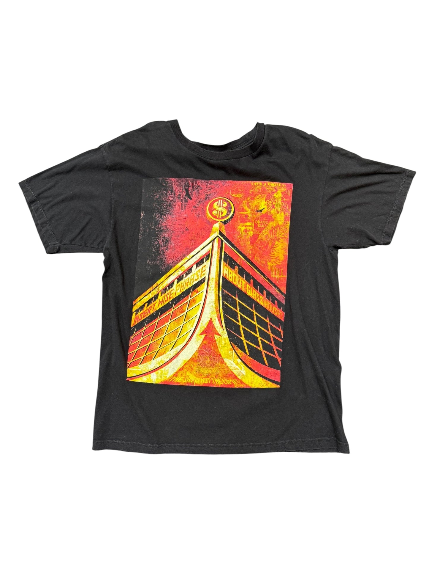 OBEY 'Insert Wise Phrase About Glass Houses' Graphic Print Tee Size L