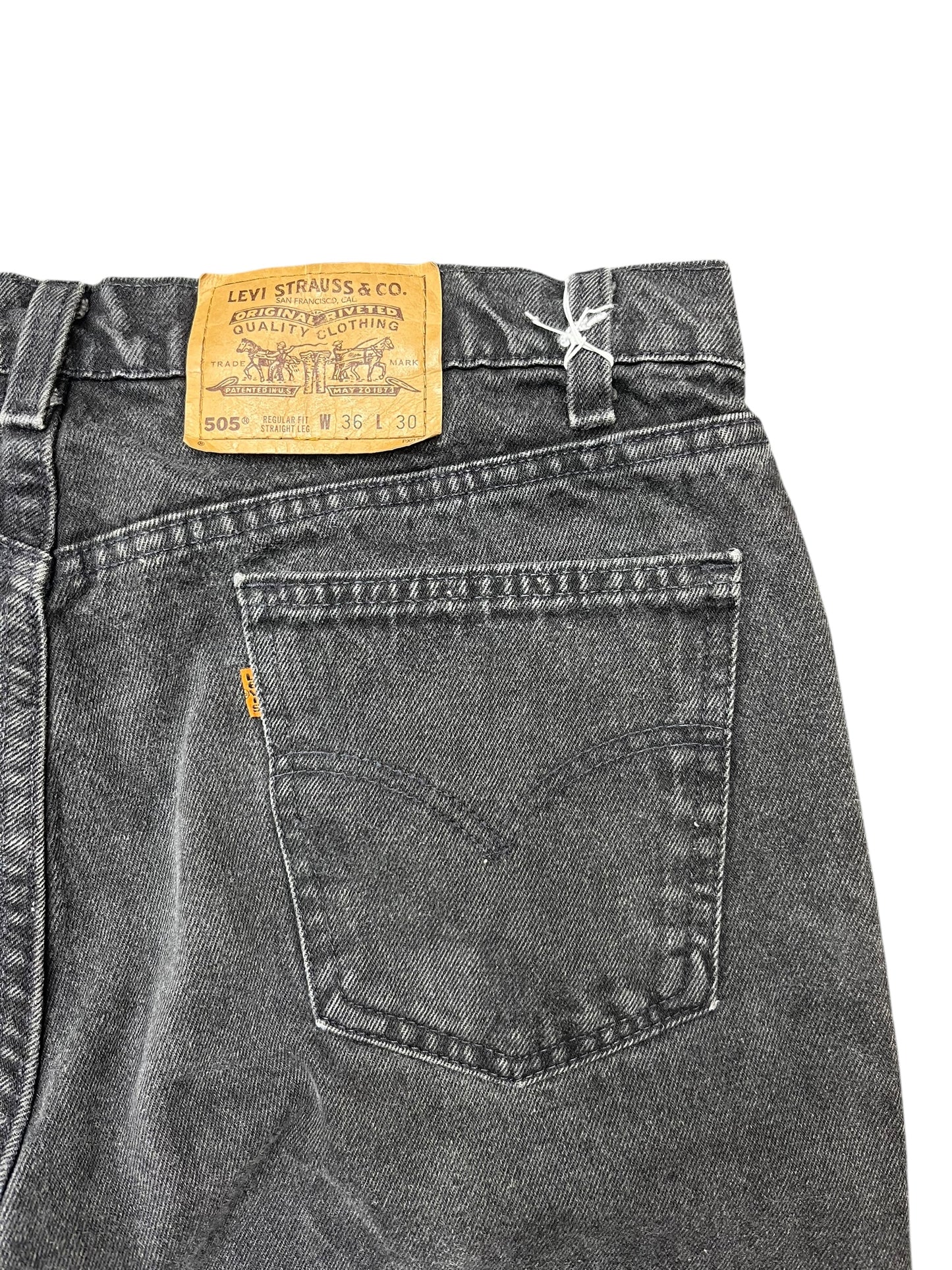 Vintage Levi's 505 Orange Tab Black Denim Pants 36x30