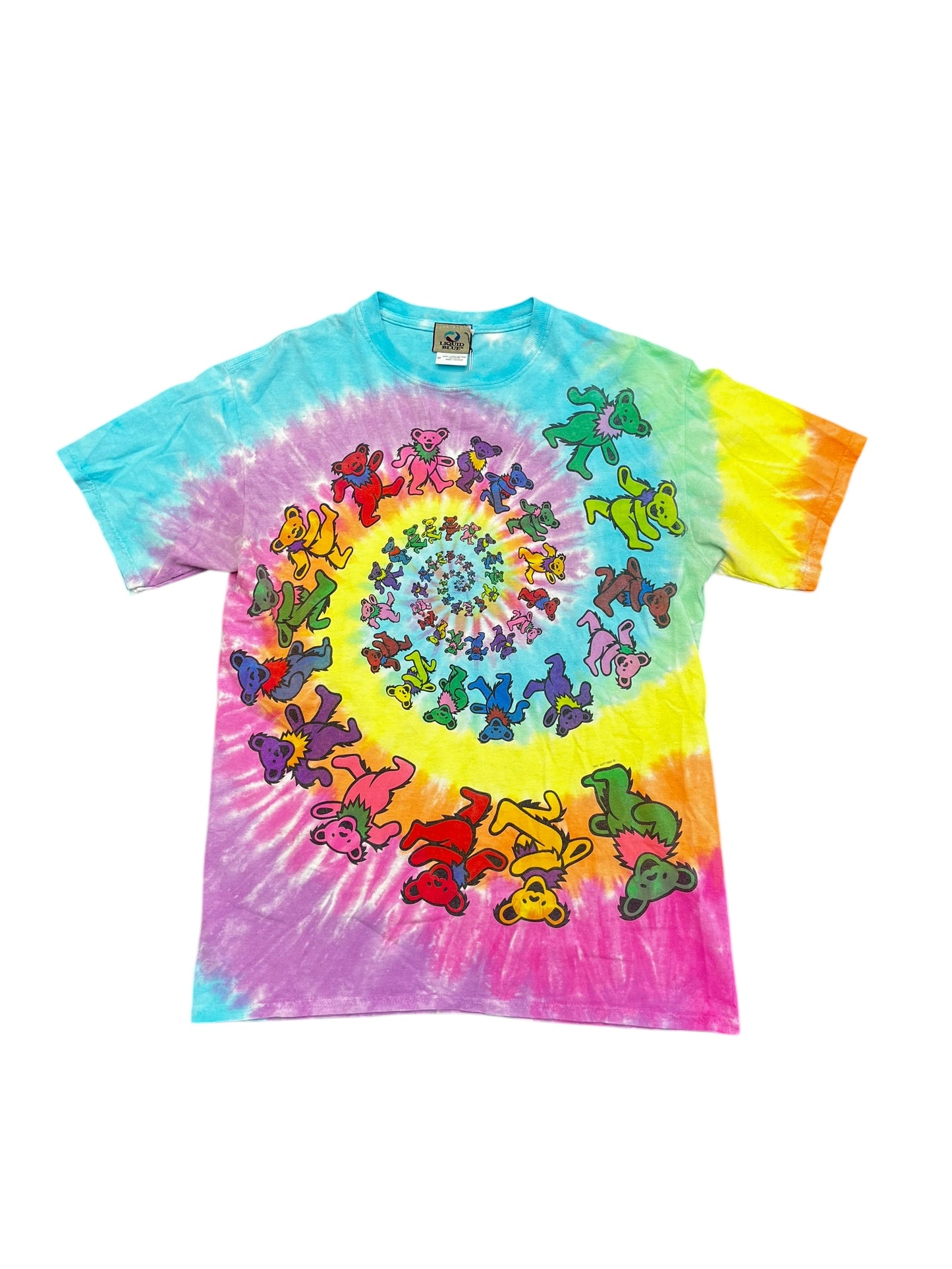 Liquid Blue Grateful Dead Bears Walking in Swirl Tie Dye Tee Size M