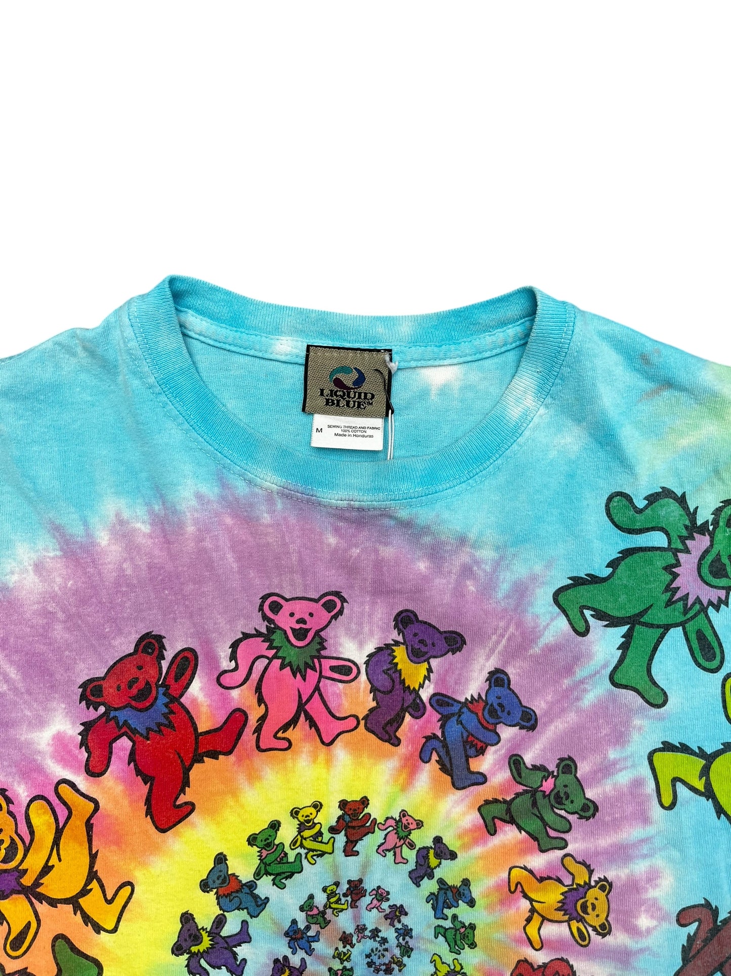 Liquid Blue Grateful Dead Bears Walking in Swirl Tie Dye Tee Size M