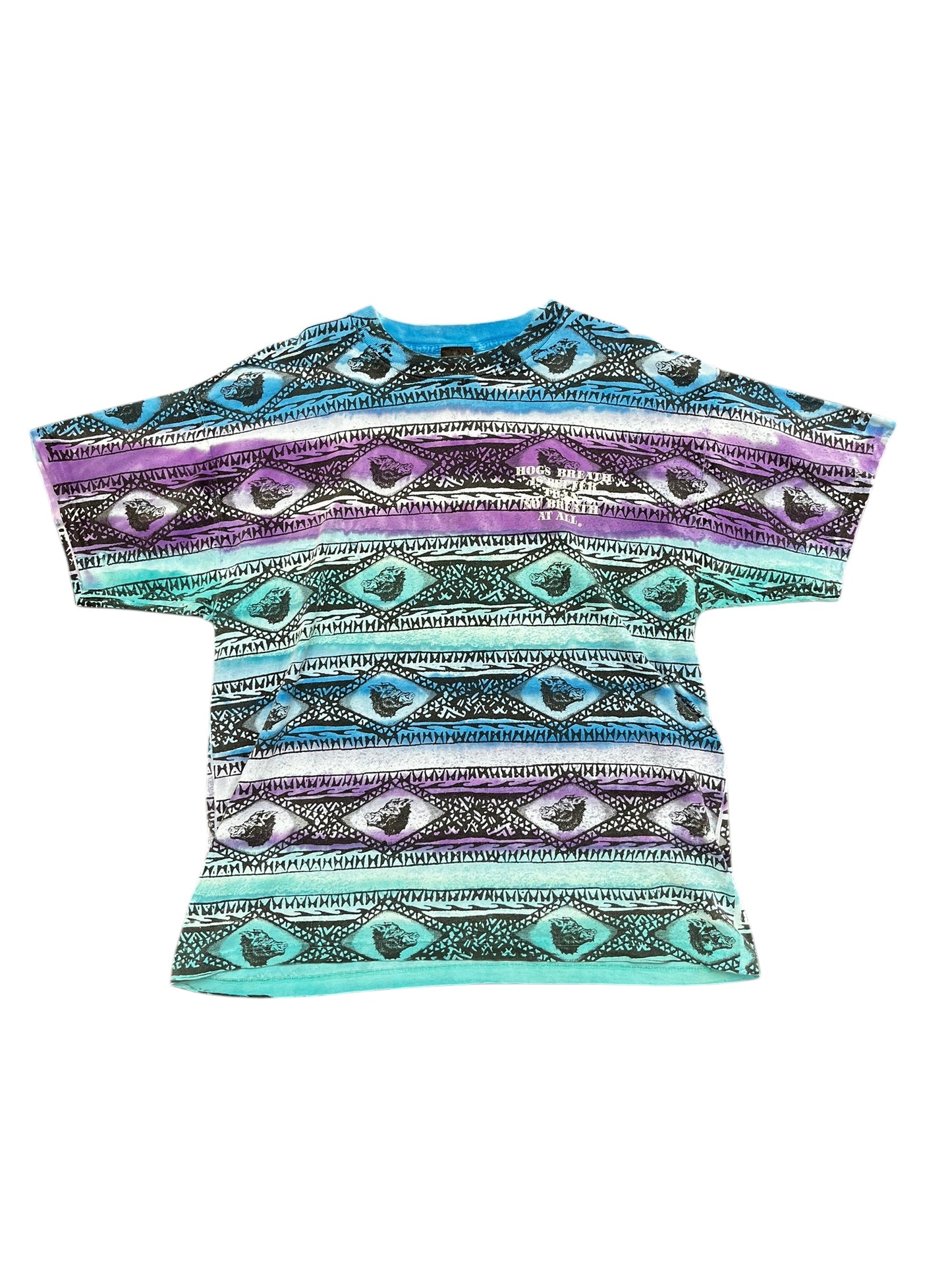Vintage Hog's Breathe Saloon Biker-Themed Tie Dye AOP Tee Size XXL