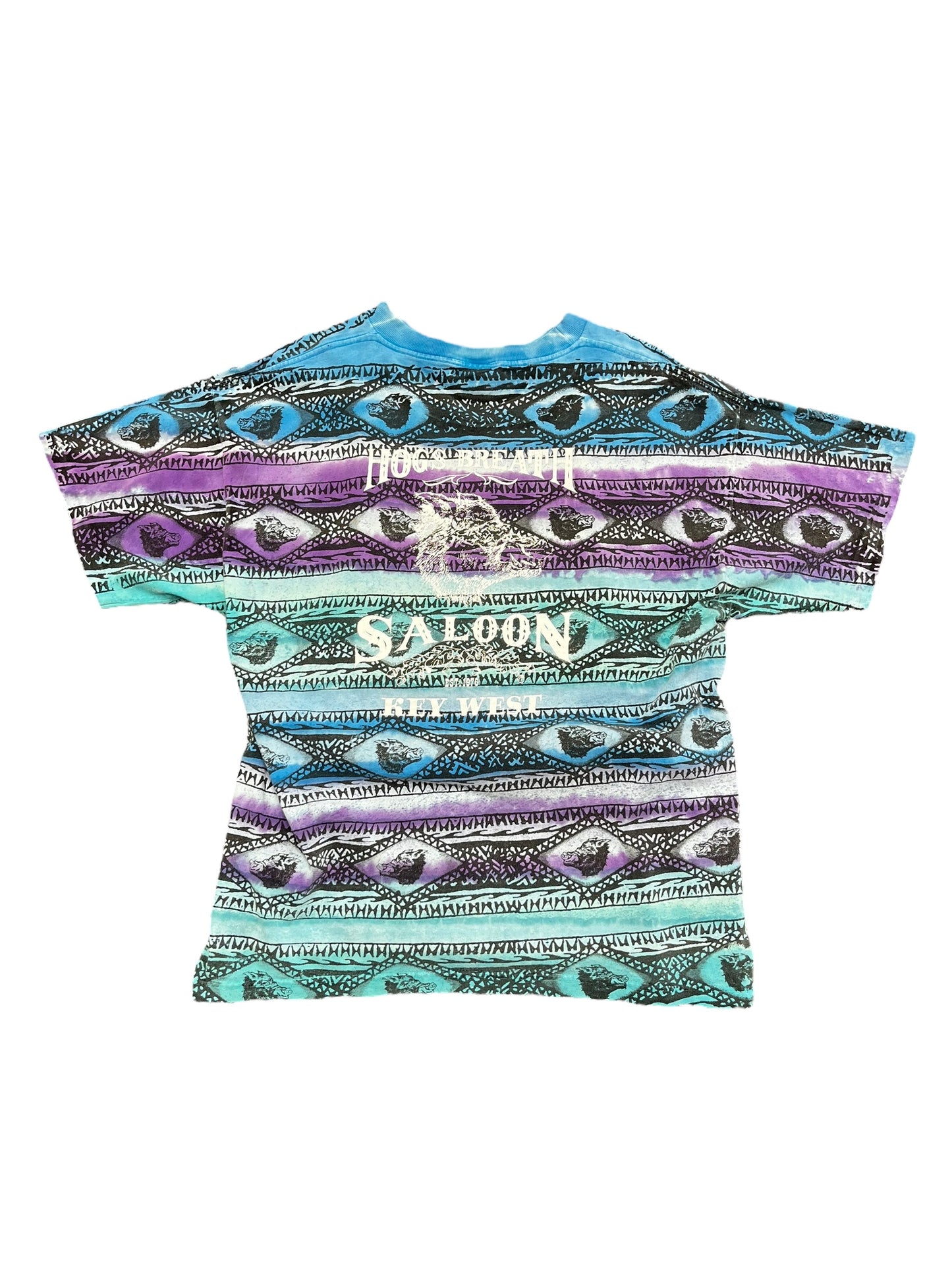 Vintage Hog's Breathe Saloon Biker-Themed Tie Dye AOP Tee Size XXL