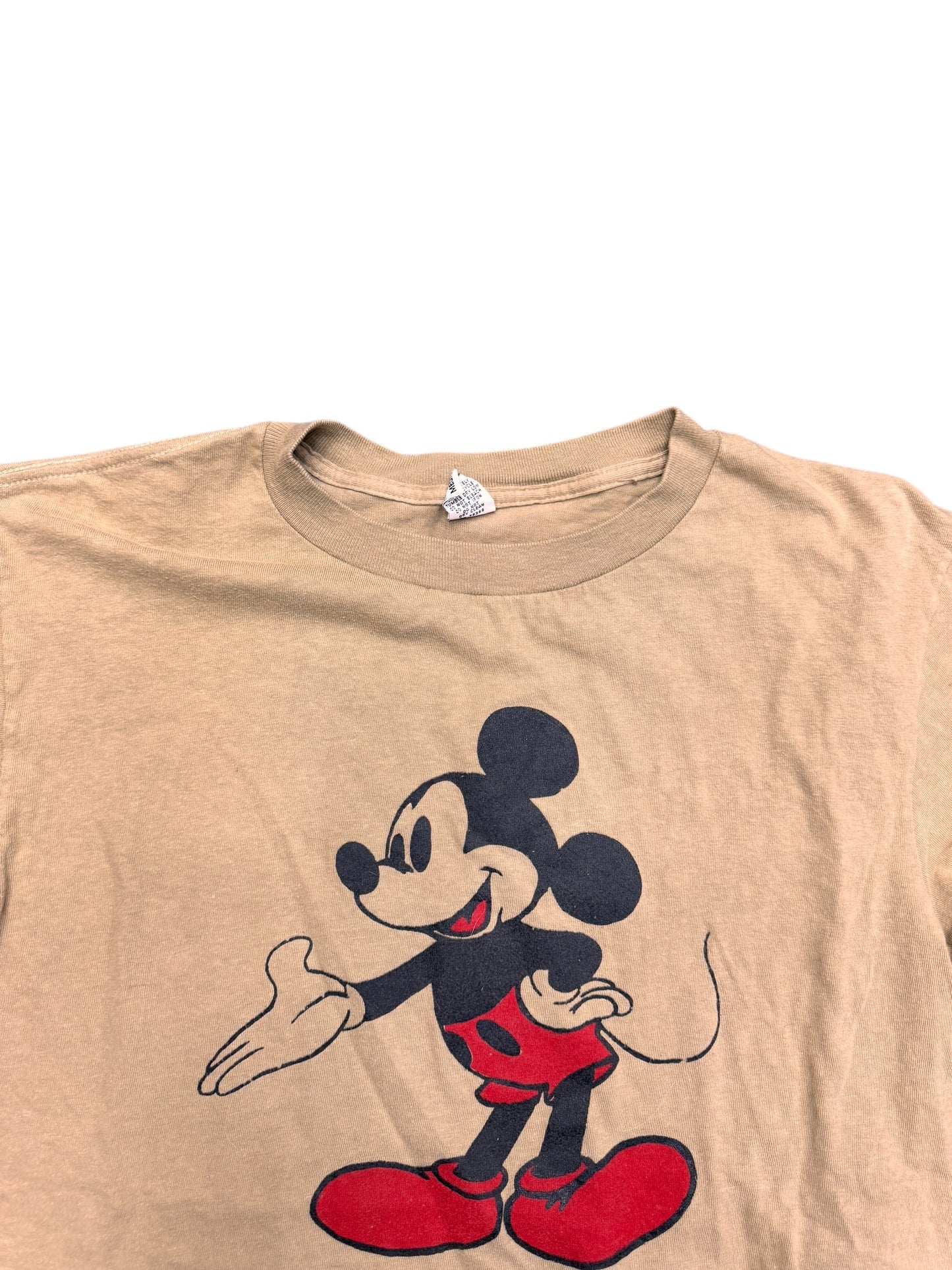 Vintage 90s Disney Mickie Mouse Brown Single Stitch Graphic Print Tee Size M