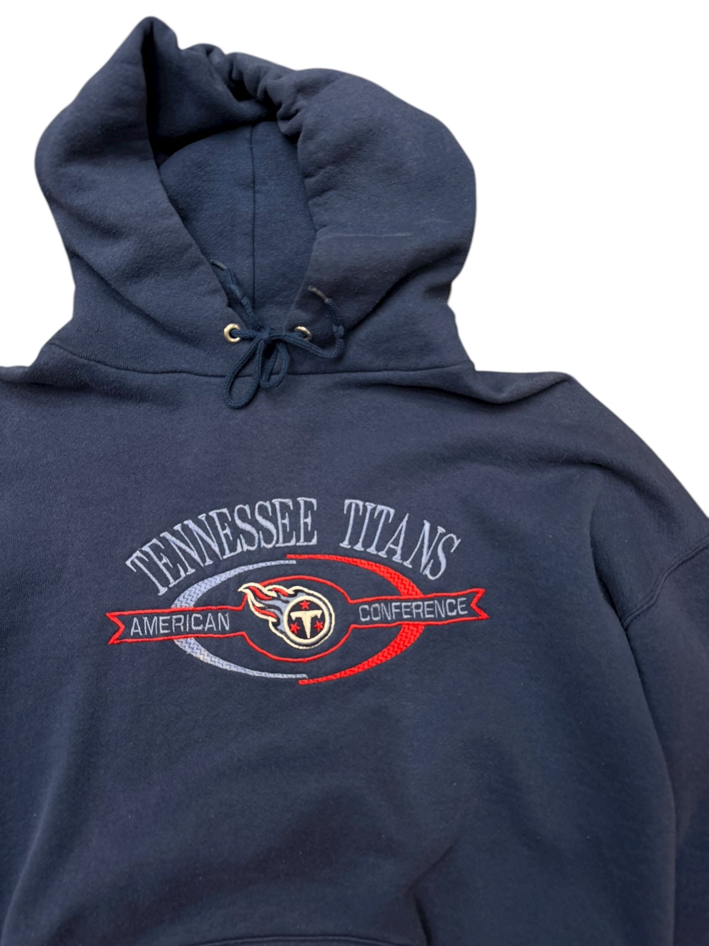 Vintage Logo Athletic Tennessee Titans Embroidered Pullover Hoodie Size XL