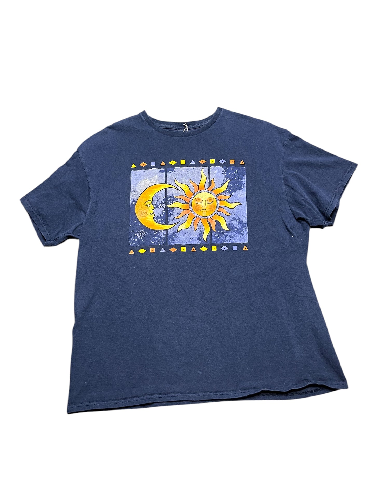 Y2K Astral Moon and Sun Graphic Print Tee Size XL