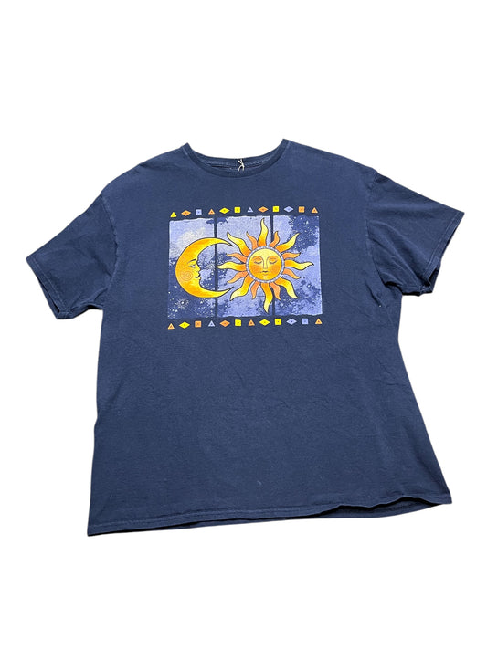 Y2K Astral Moon and Sun Graphic Print Tee Size XL