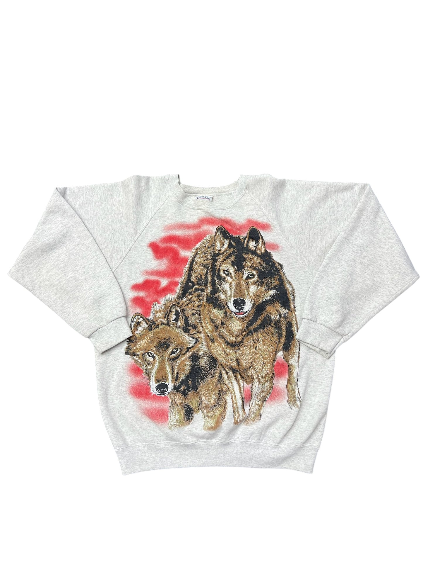 Vintage 90s Wolves Red Sky  crewneck Size XL