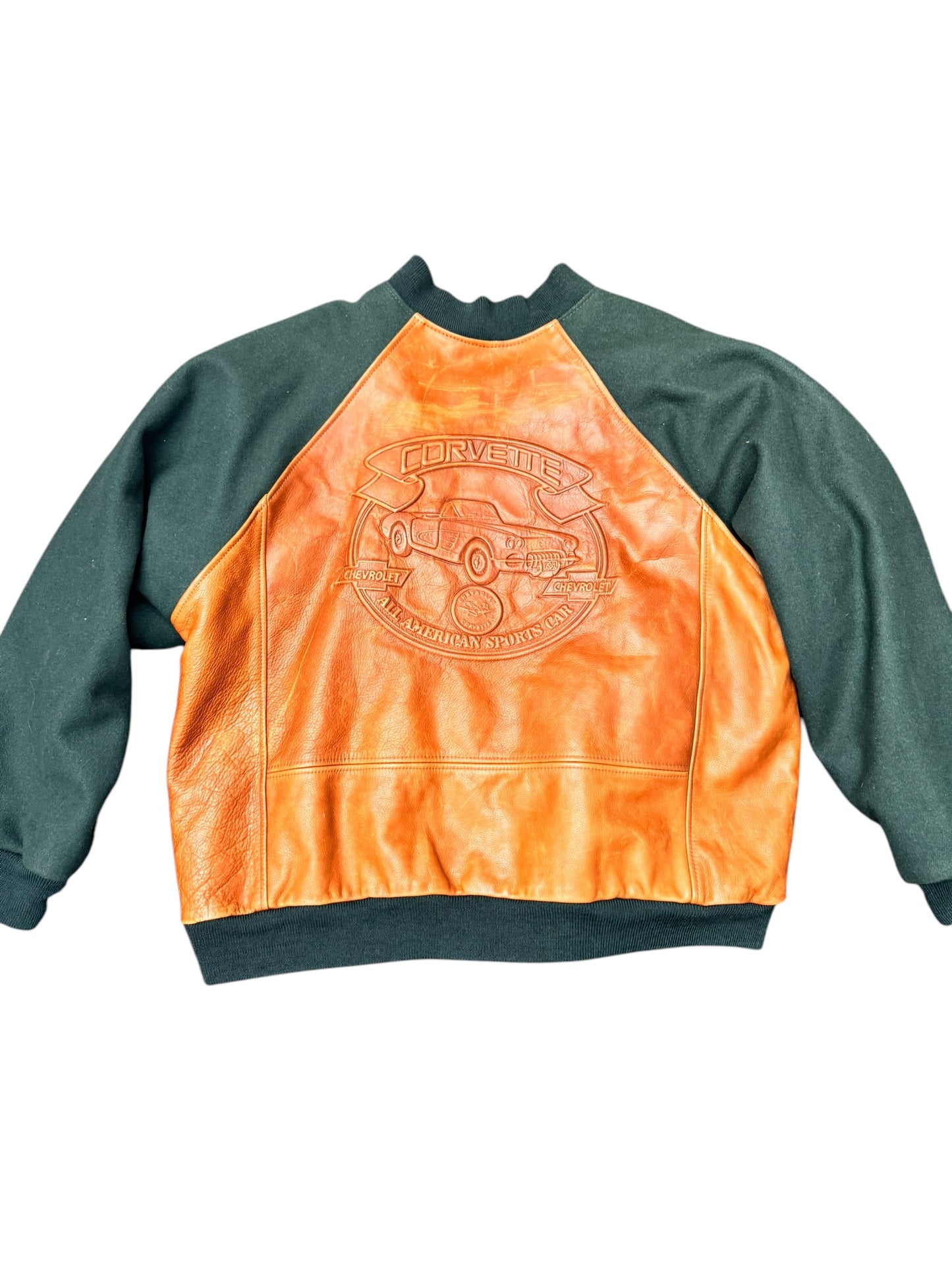 Vintage Chevy Leather Letterman Jacket Sz XXL