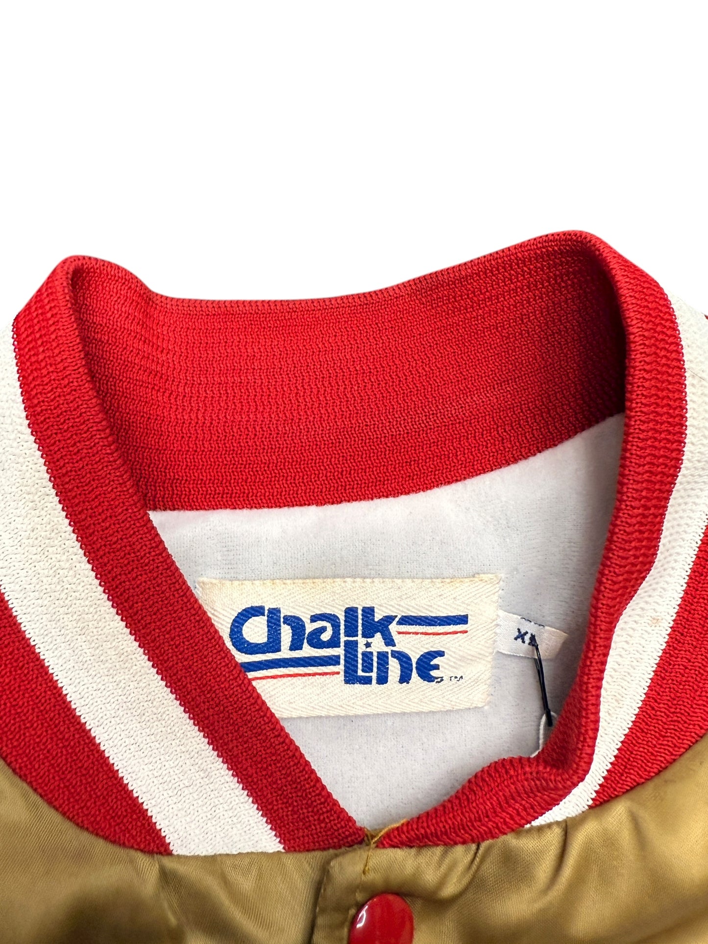 Vintage Chalk Line San Fransisco 49ers Gold Satin Bomber Jacket size XL