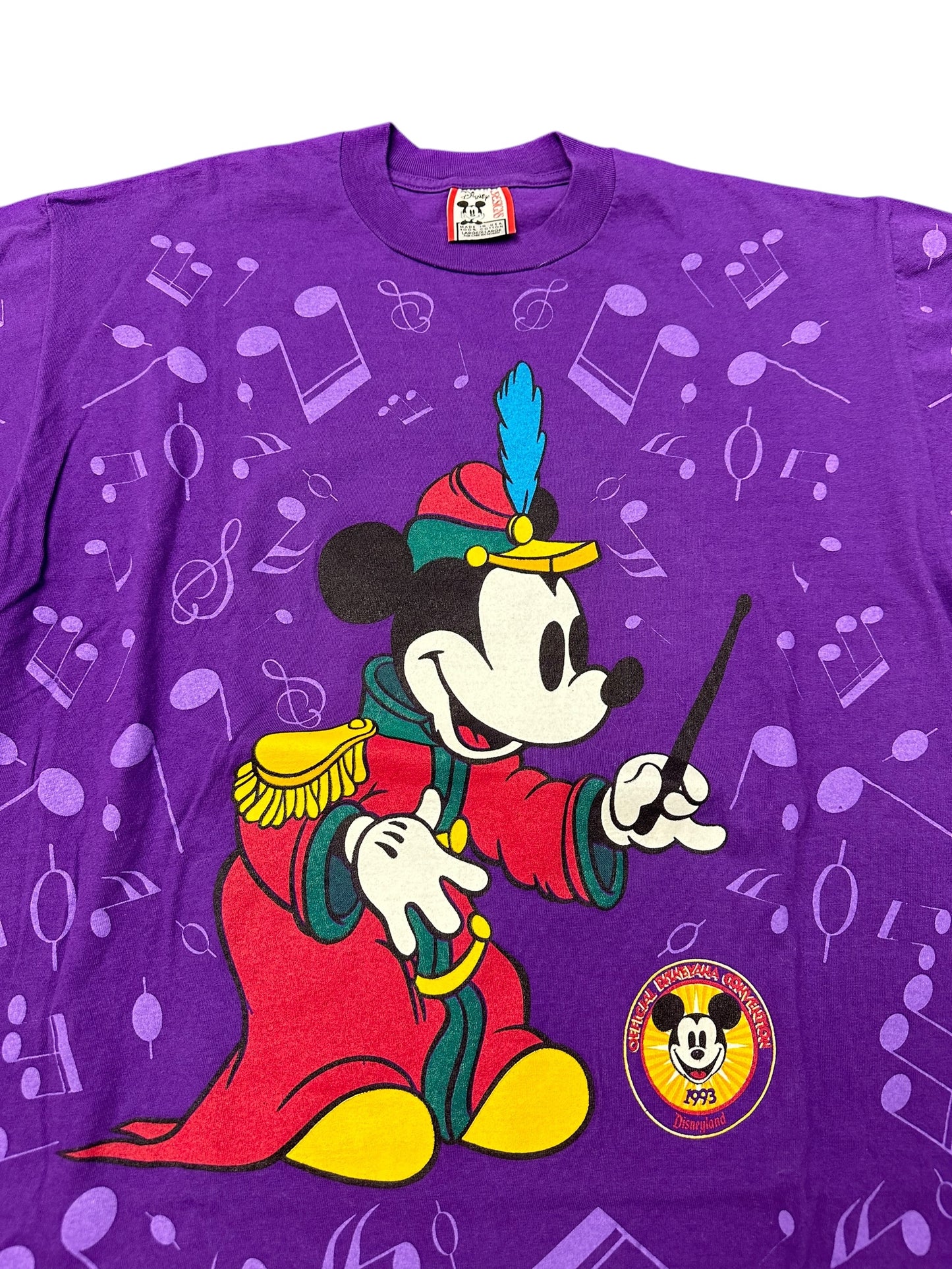 Vintage 1993 Walt Disney Convention Rare Maestro Purple AOP Tee Size XL