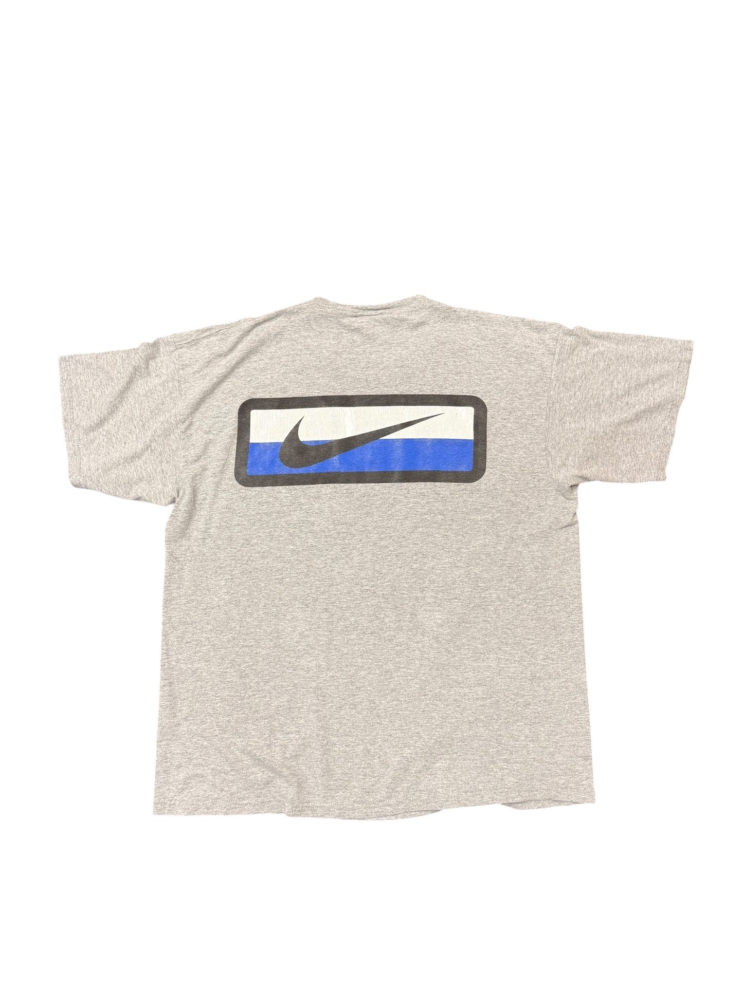 Vintage Nike Swoosh Box Logo Grey Tee Size Large