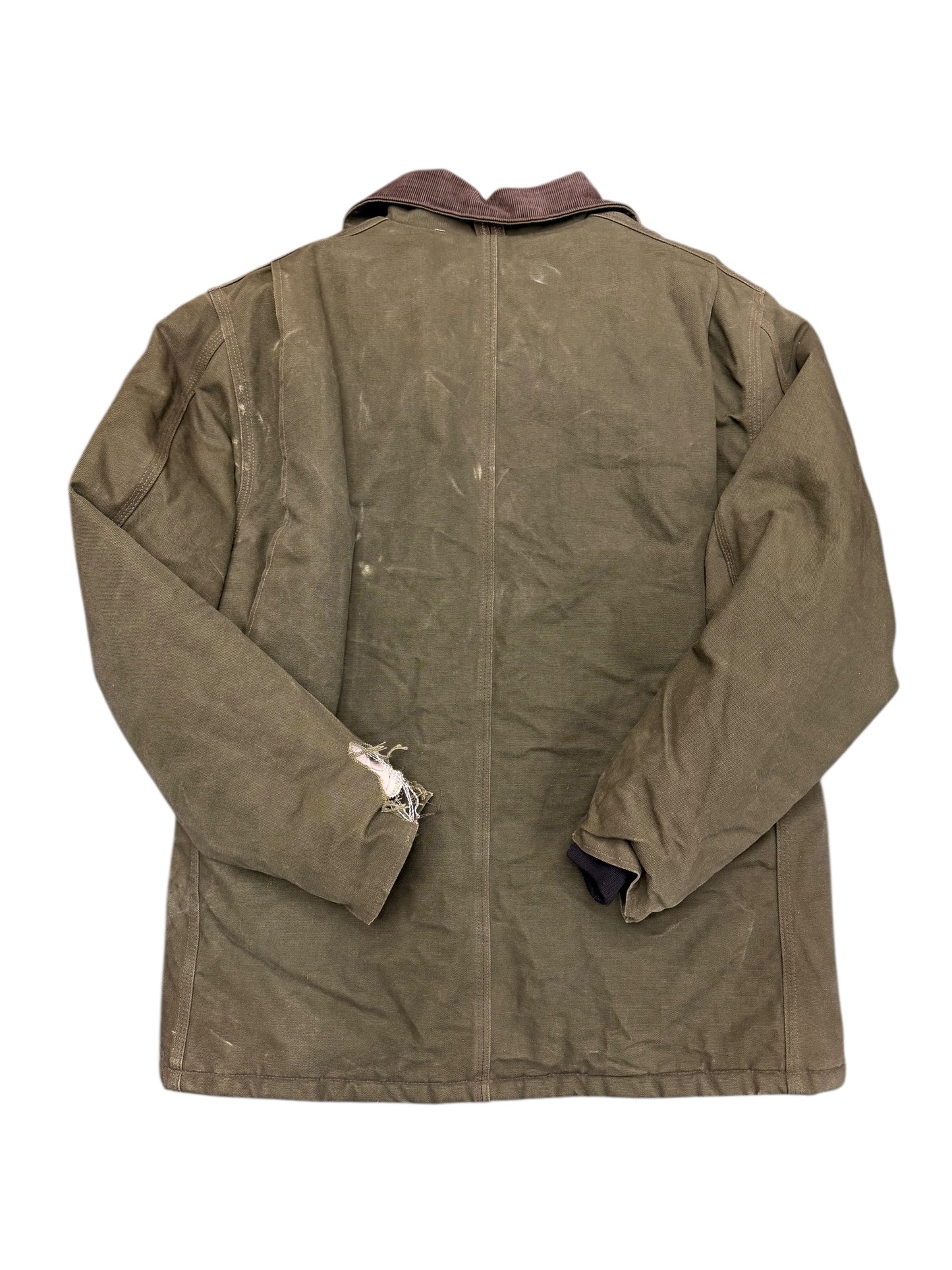 Carhartt Distressed Forrest Green Detroit Style Canvas Jacket Size XL