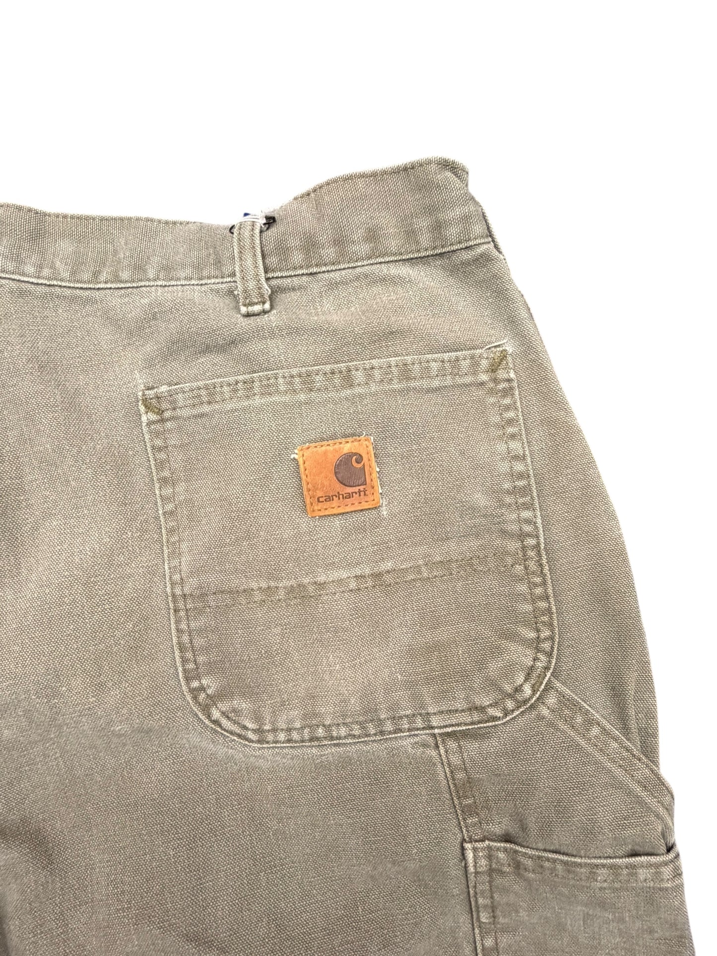 Carhartt Green Canvas Work Wear Pants Size 38x34