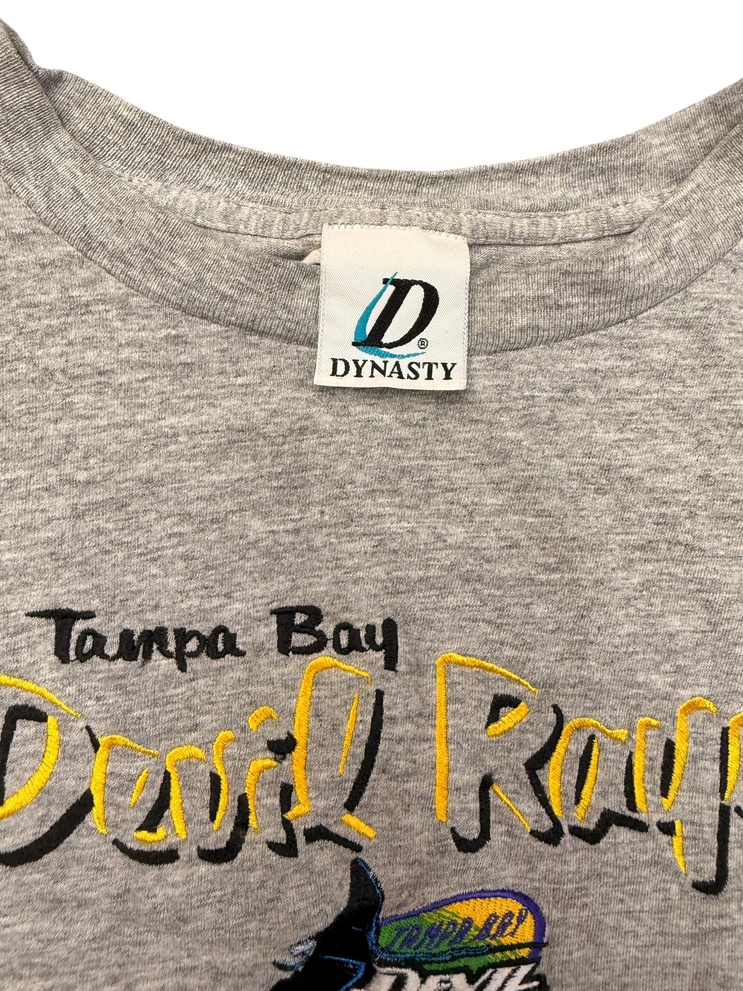 Vintage Tampa Bay Devil Rays Wave Script Grey Tee Size L/XL