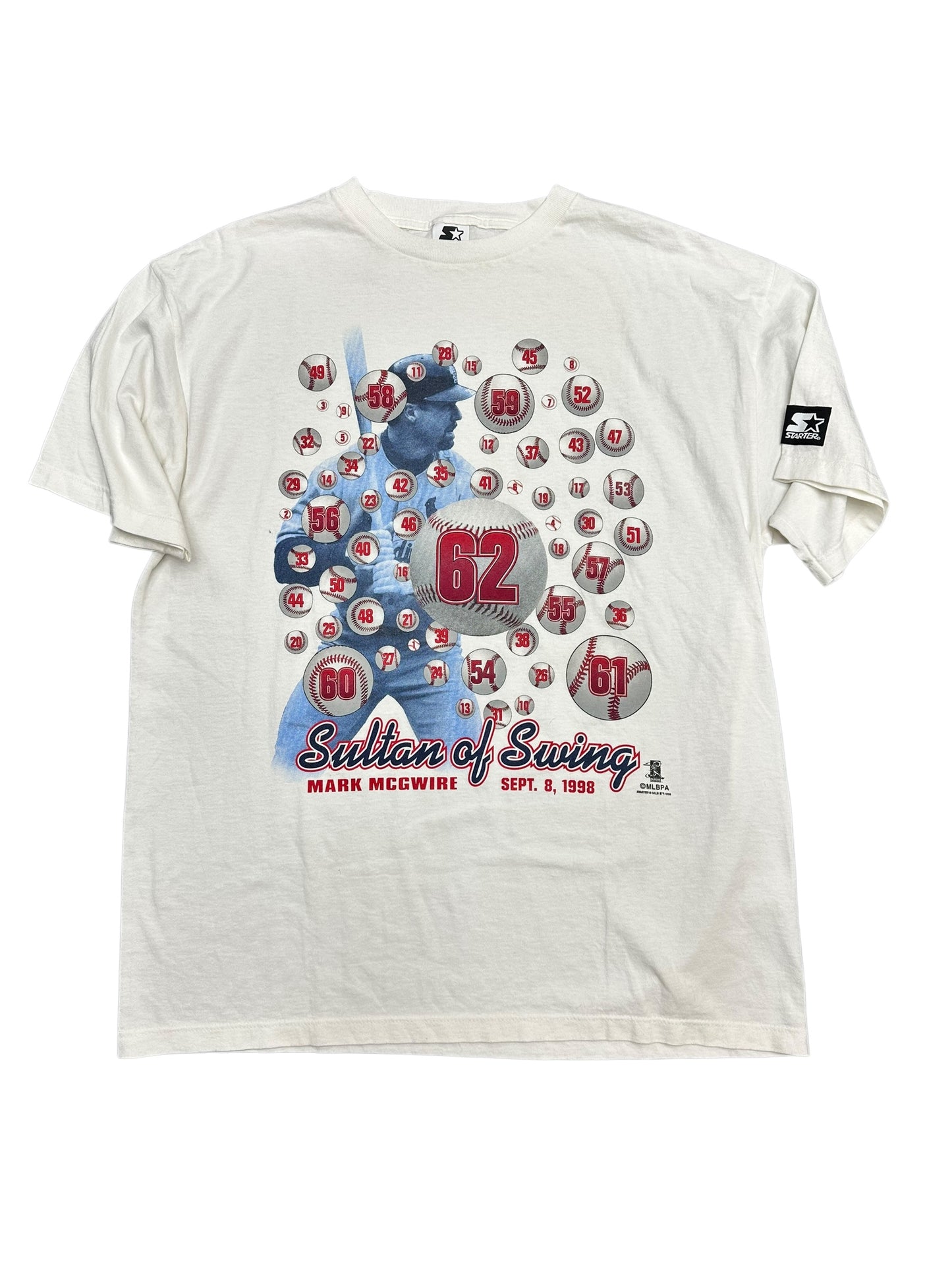 Vintage 1998 Mark McGwire Sultan Of Swing Starter Tee Size Large