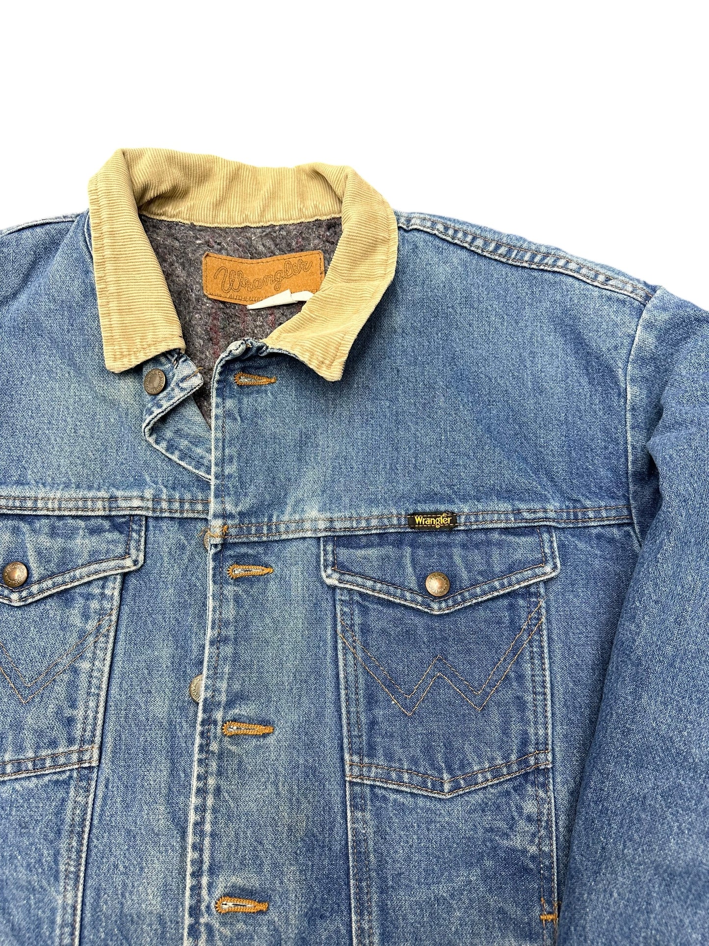 Vintage Wrangler Western Wear Flannel Lined Detroit Style Button Down Size L