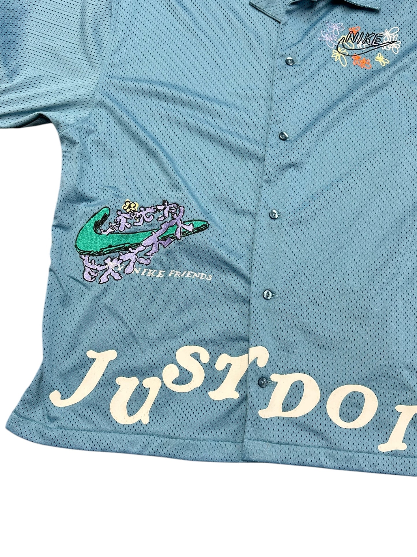 Nike Resort Blue Button Up My Nike Friends Shirt Size L