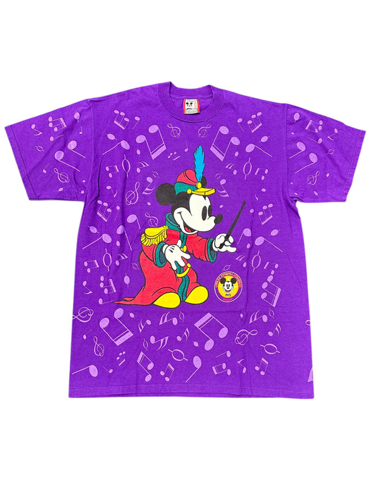 Vintage 1993 Walt Disney Convention Rare Maestro Purple AOP Tee Size XL