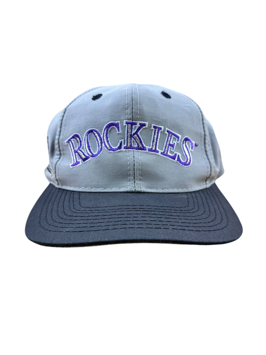 Vintage MLB Colorado Rockies Grey Embroidered 'Rockies' Snapback Hat