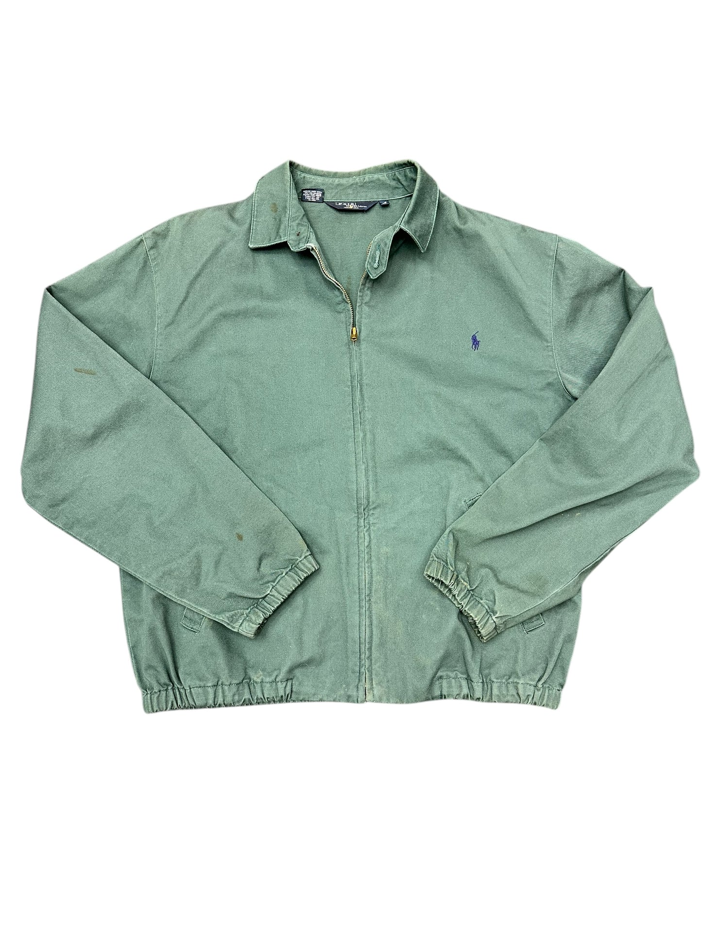 Vintage Polo Ralph Lauren Army Green Distressed Full Zip Jacket Size M