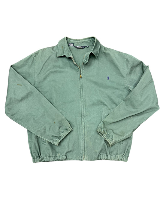 Vintage Polo Ralph Lauren Army Green Distressed Full Zip Jacket Size M